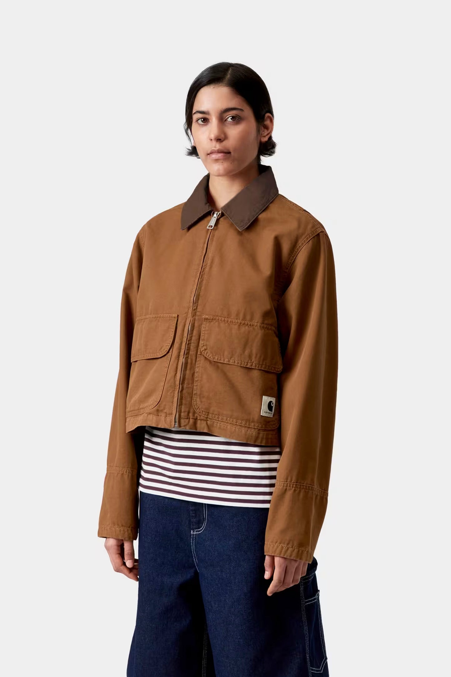 CARHARTT WIP Prescott Jacket Hamilton Brown Tobacco - Women's Workwear Style Jacket at Pukas Surf Shop
