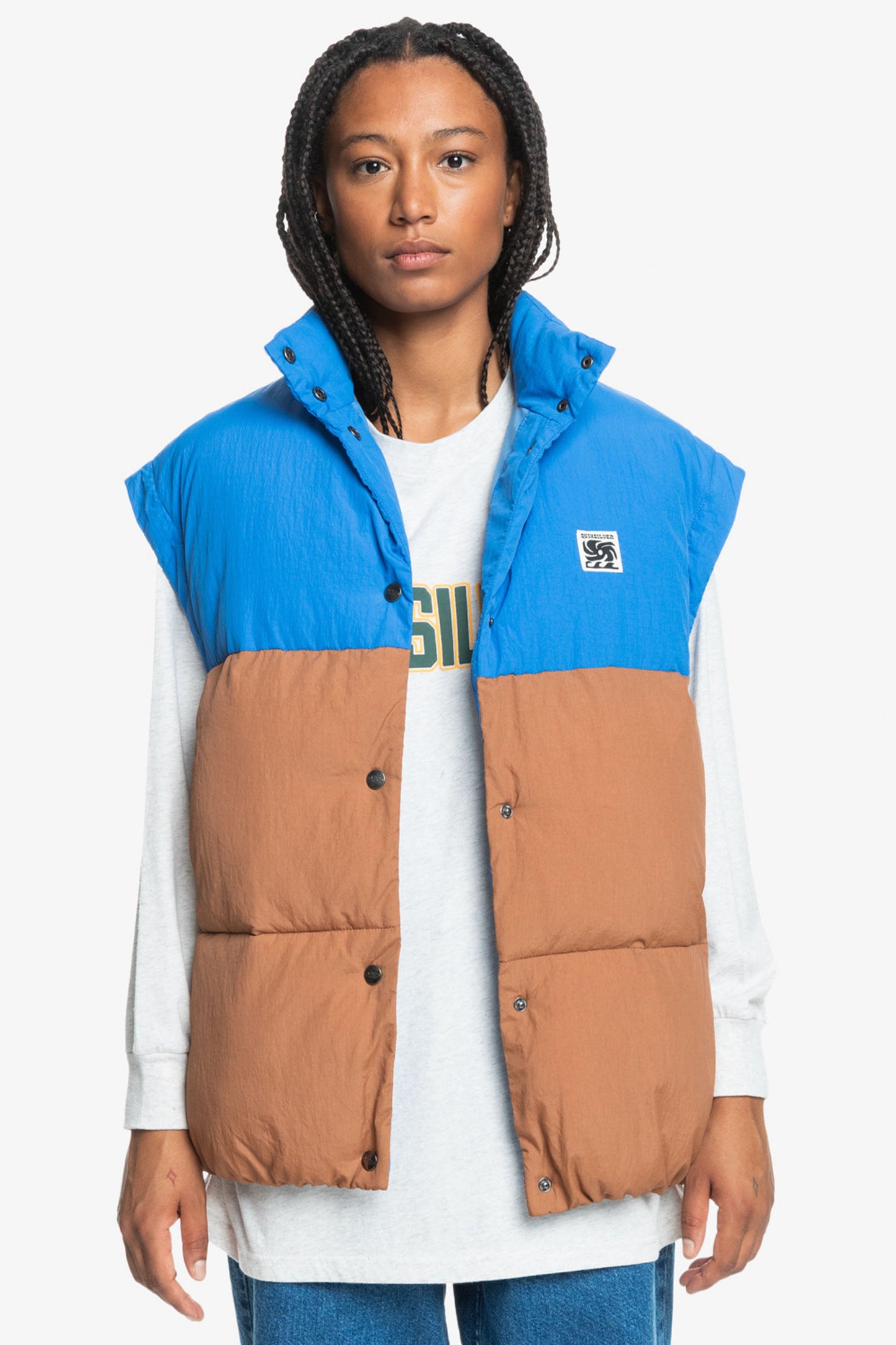 Pukas-Surf-Shop-Jacket-Woman-Quiksilver-Sl-Puff-Blue-Beige