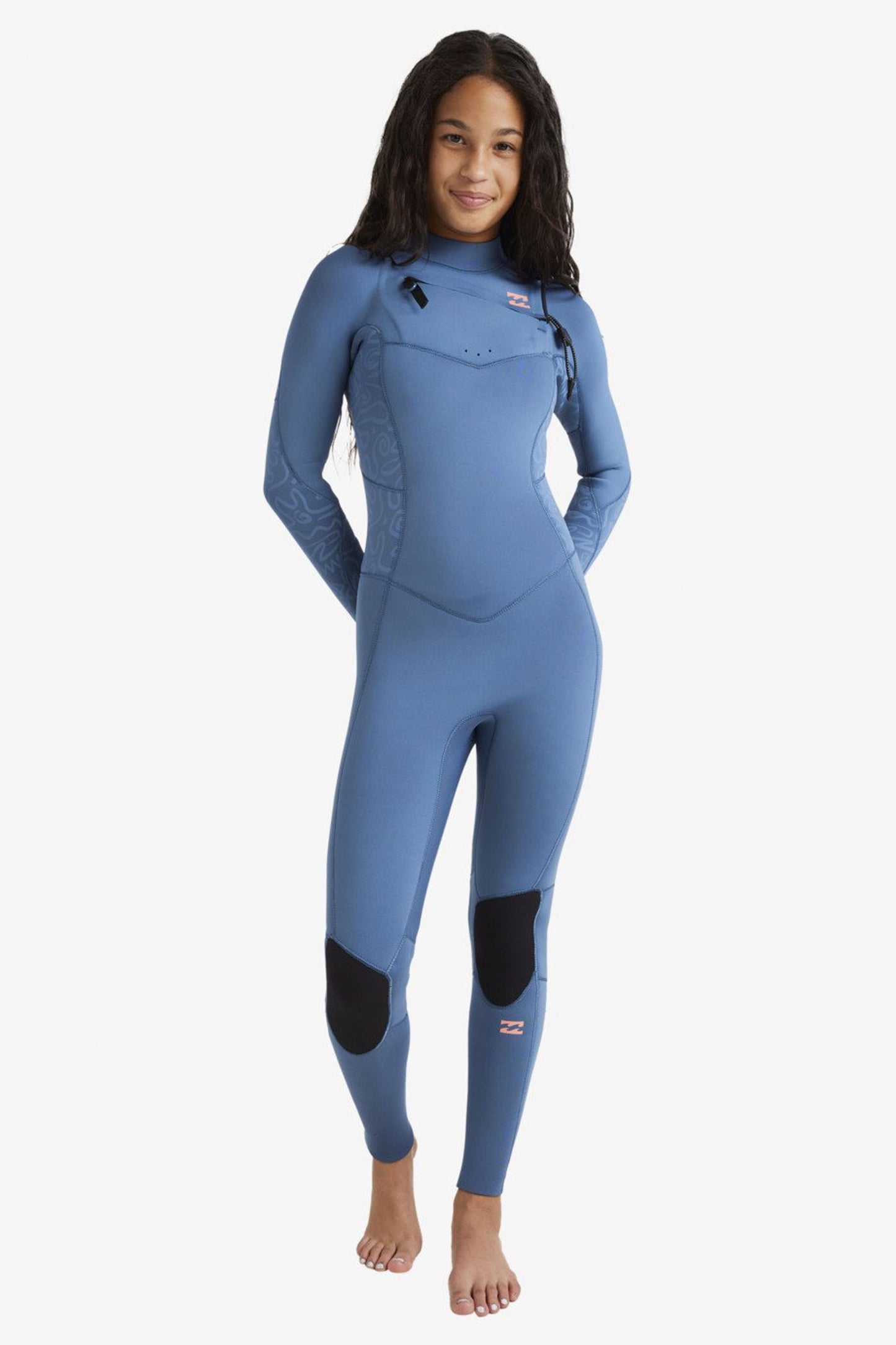Pukas Surf Shop Junior Wetsuit Billabong Synergy Natural 4/3mm Chest Zip Tidal Blue