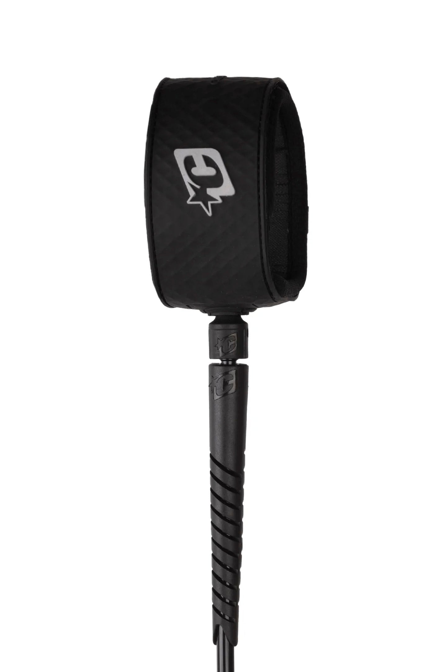 Creatures REEF 6 foot heavy wave surf leash in black and silver colorway