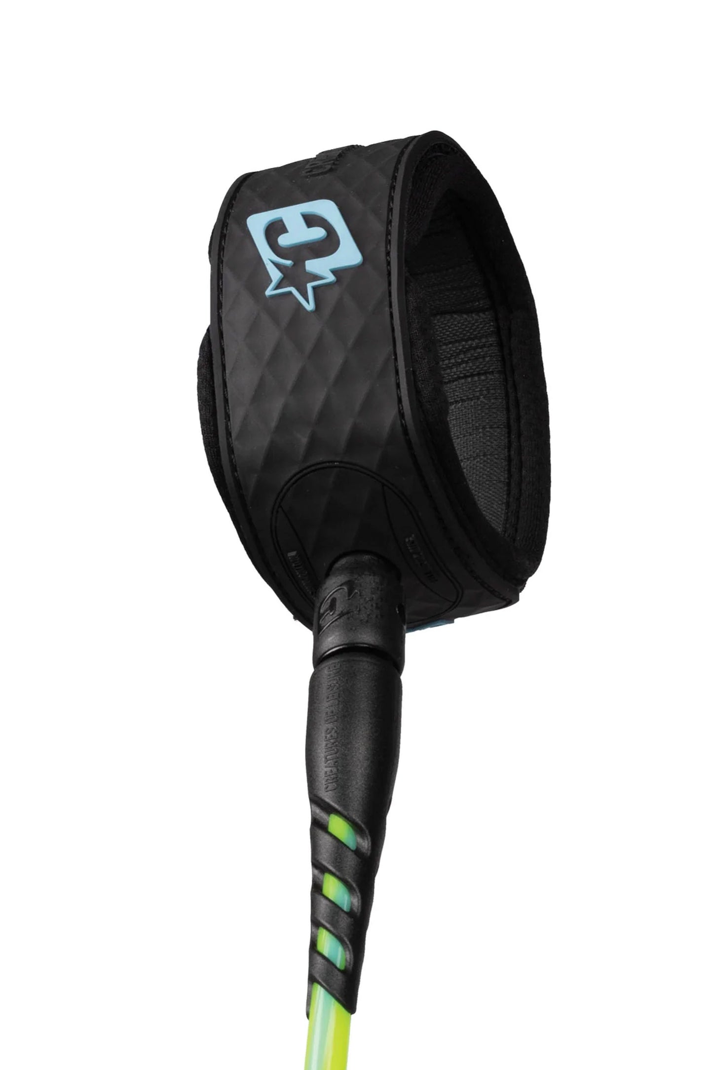 Creatures Reliance Standard Duty 7 foot surf leash in pine lime twist black colorway
