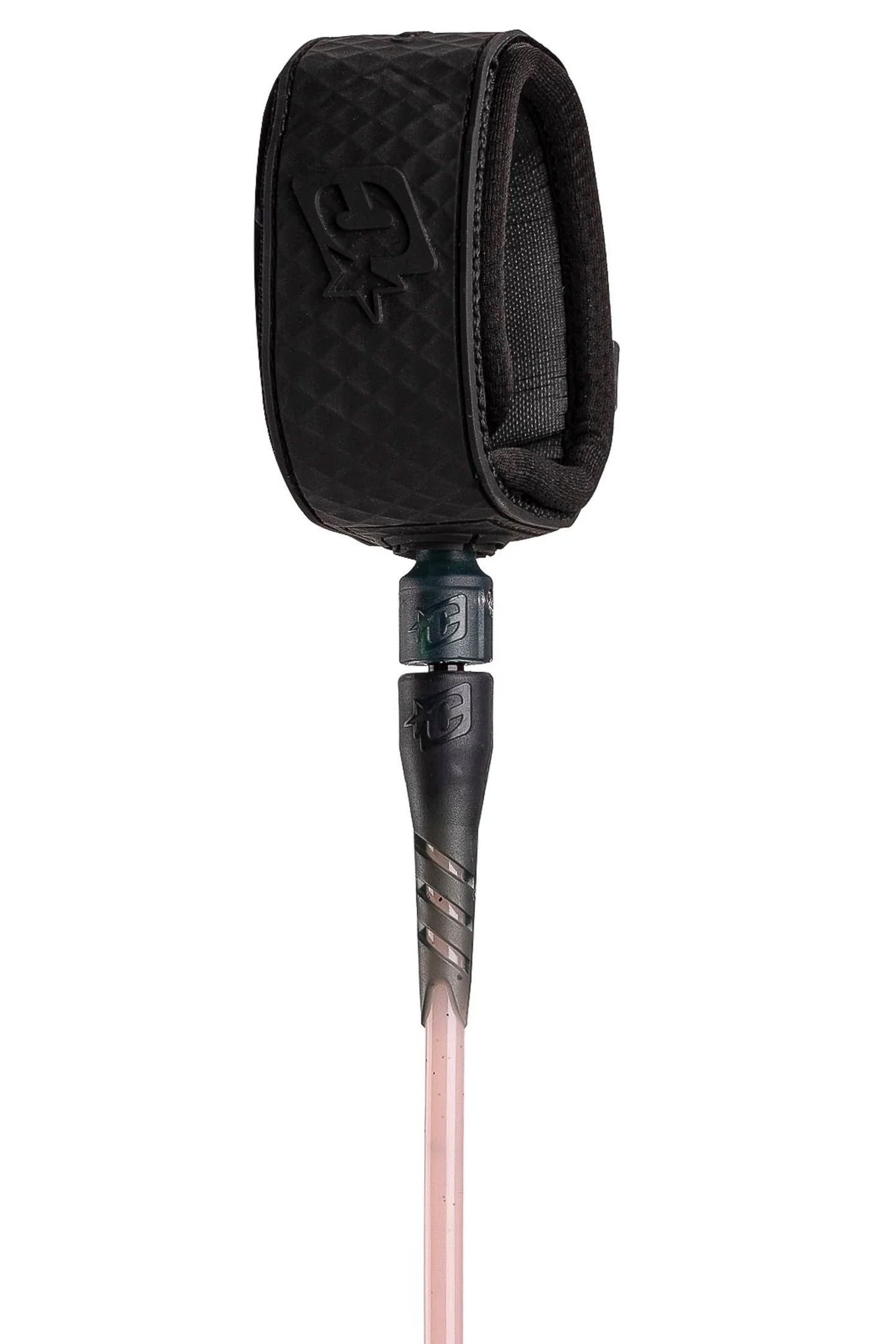 Full view of Creatures Longboard Ankle 9ft leash with Leash Loc system