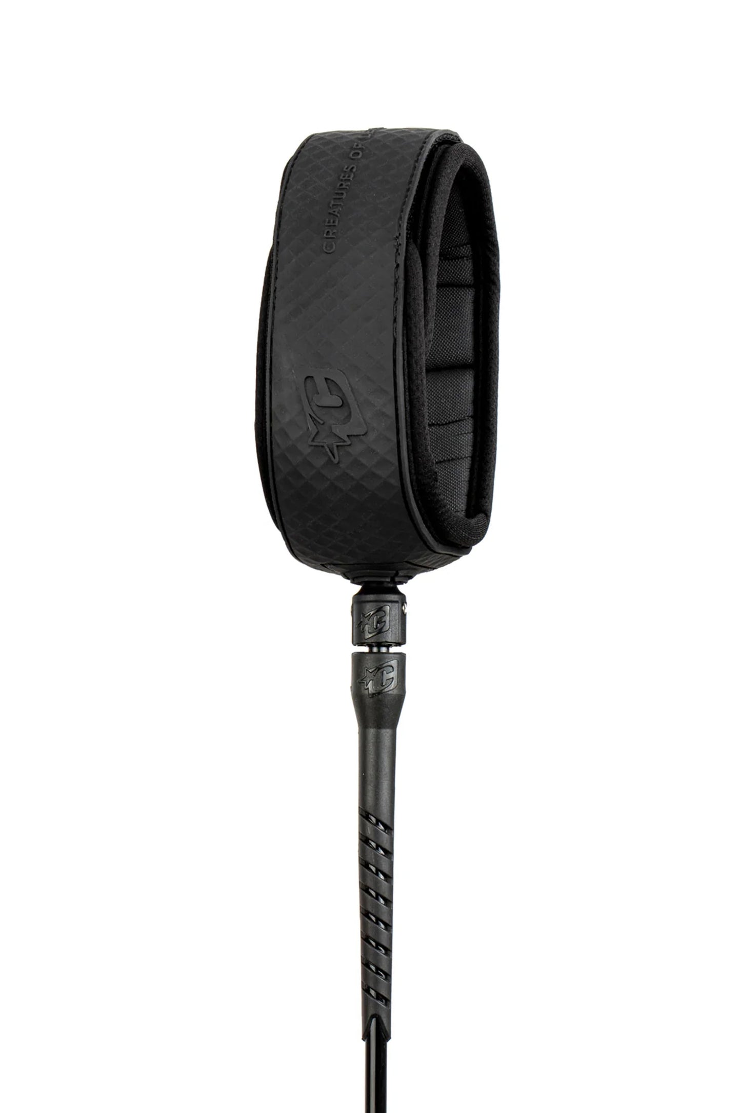 Creatures Reliance Longboard Knee 9 foot surf leash in black colorway
