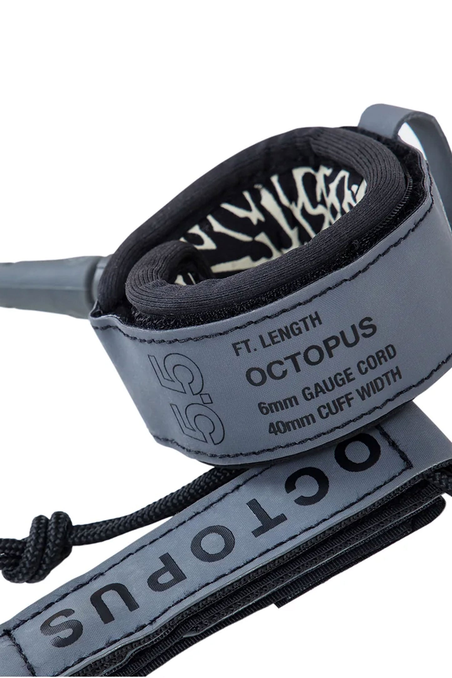 Pukas-Surf-Shop-Leash-Octopus-Mission-Cotrol-5.5-Grey