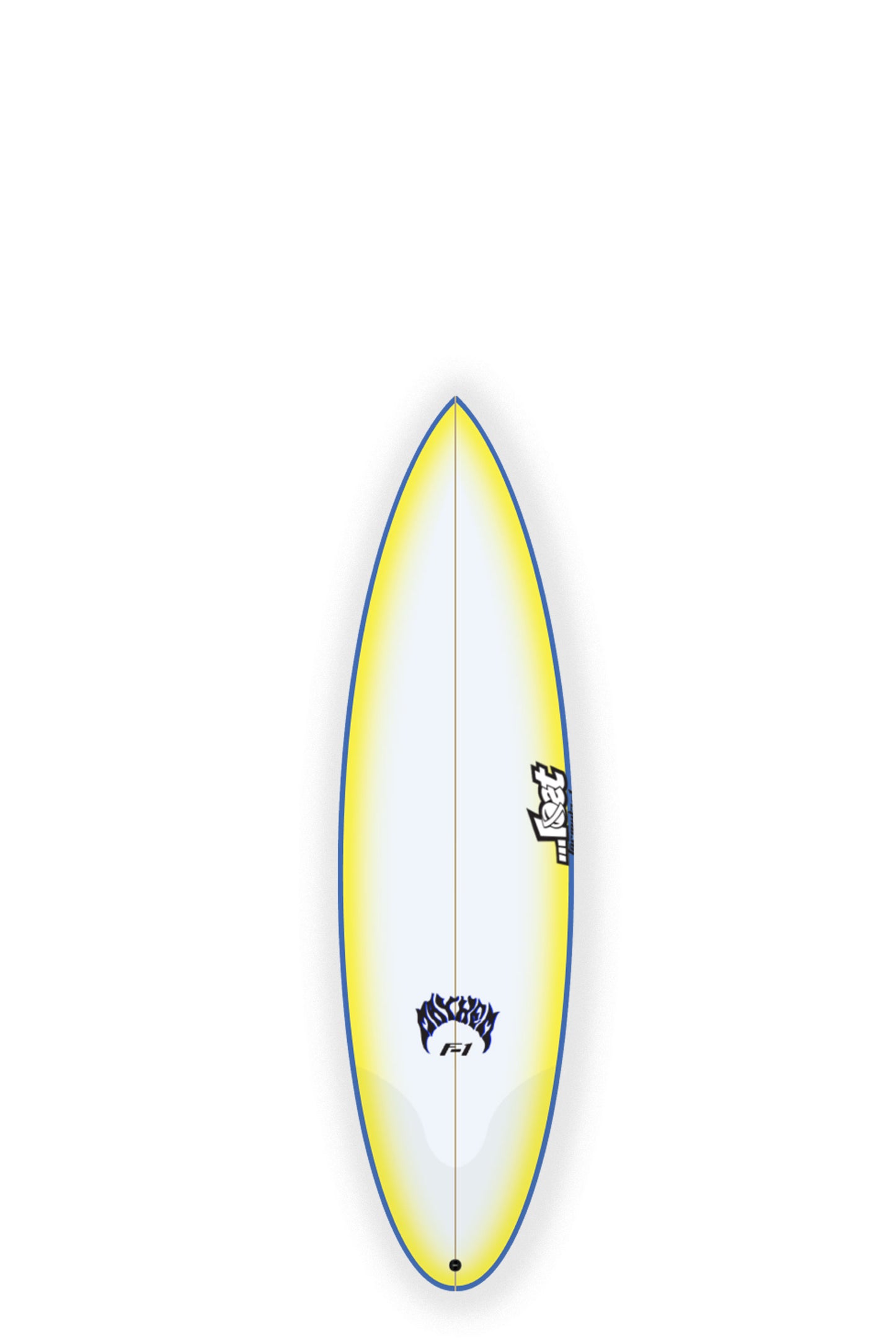 Yellow, white and blue Lost Surfboard F1 size 6'3" at Pukas Surf Shop