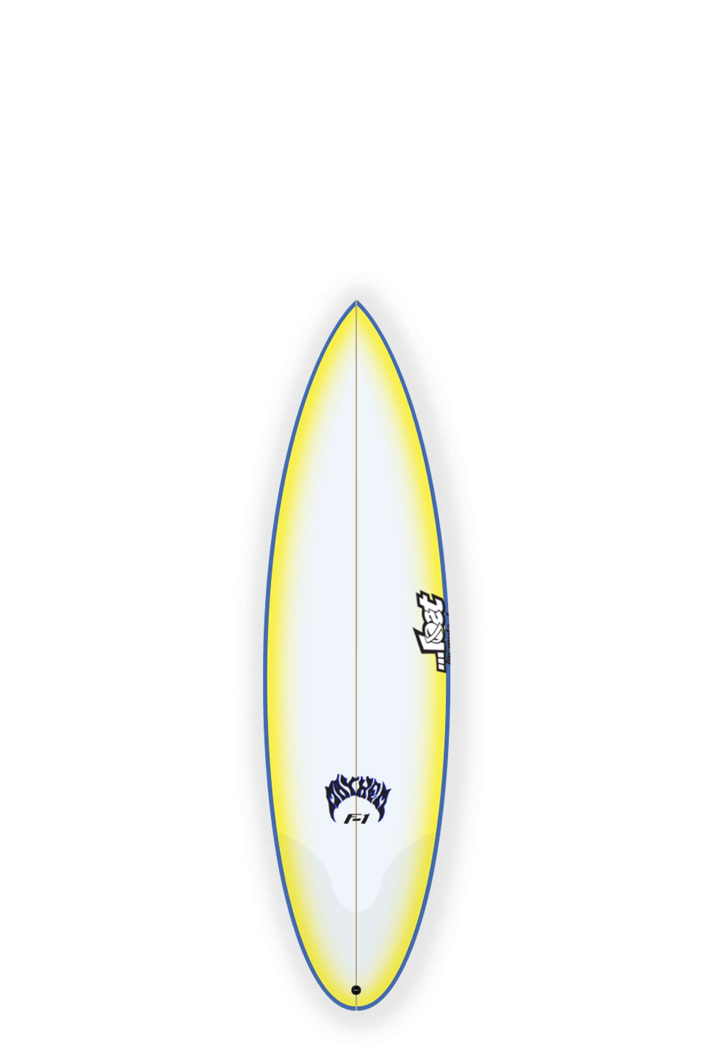 Yellow, blue and white lost surfboard F1 size 6'4" at Pukas Surf Shop