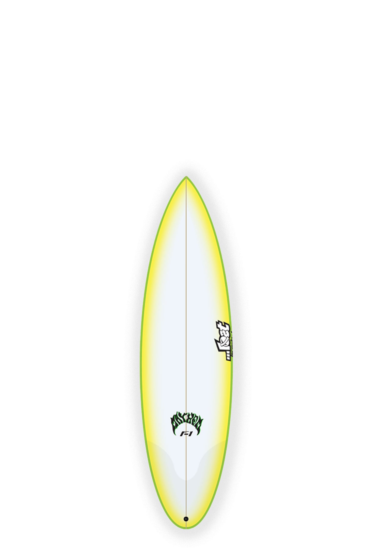 Yellow, white and green Lost Surfboards F1 size 6'1" at Pukas Surf Shop
