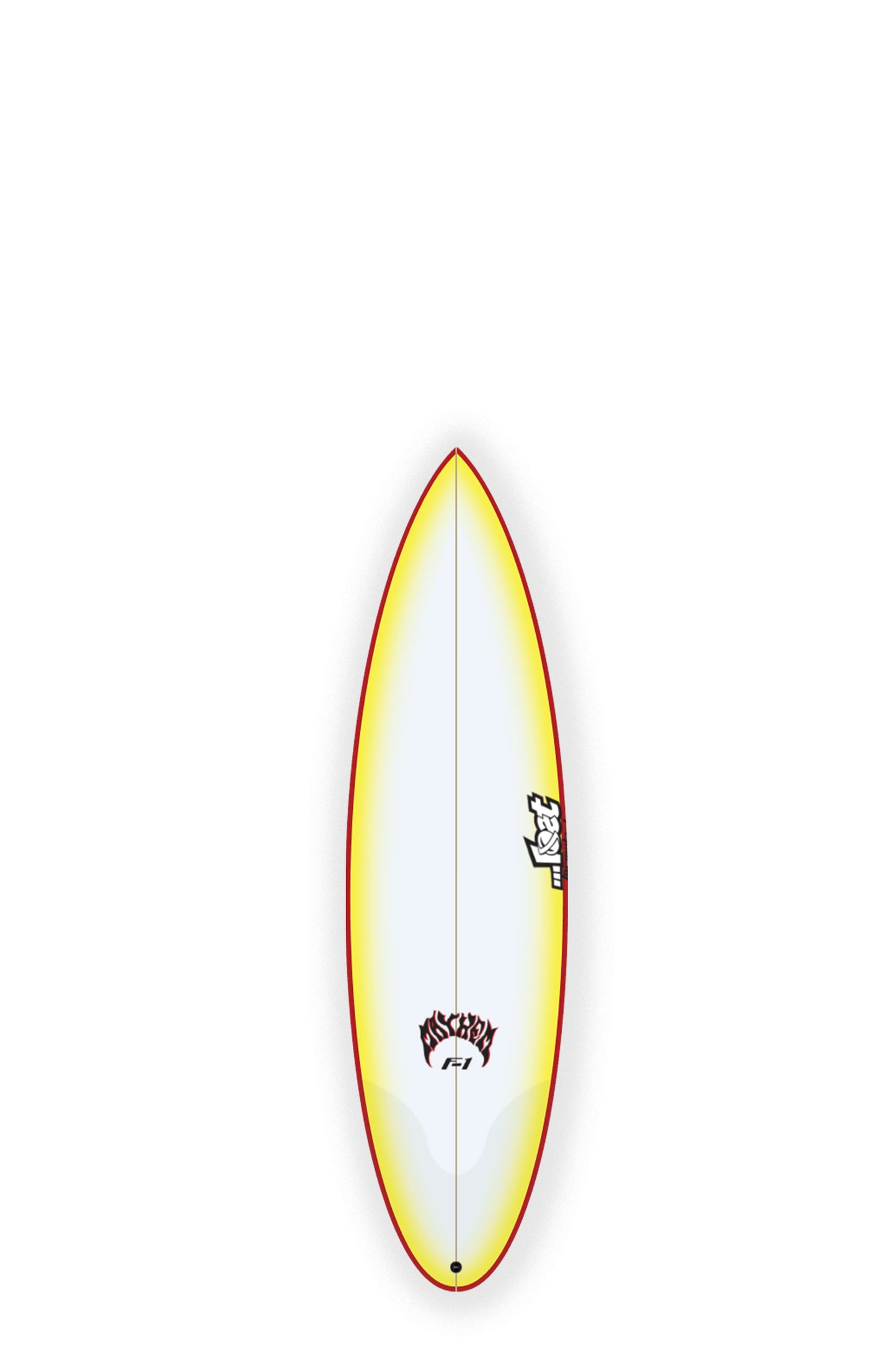 Yellow, White and red Lost Surfboards F1 size 5'9" at Pukas surf Shop