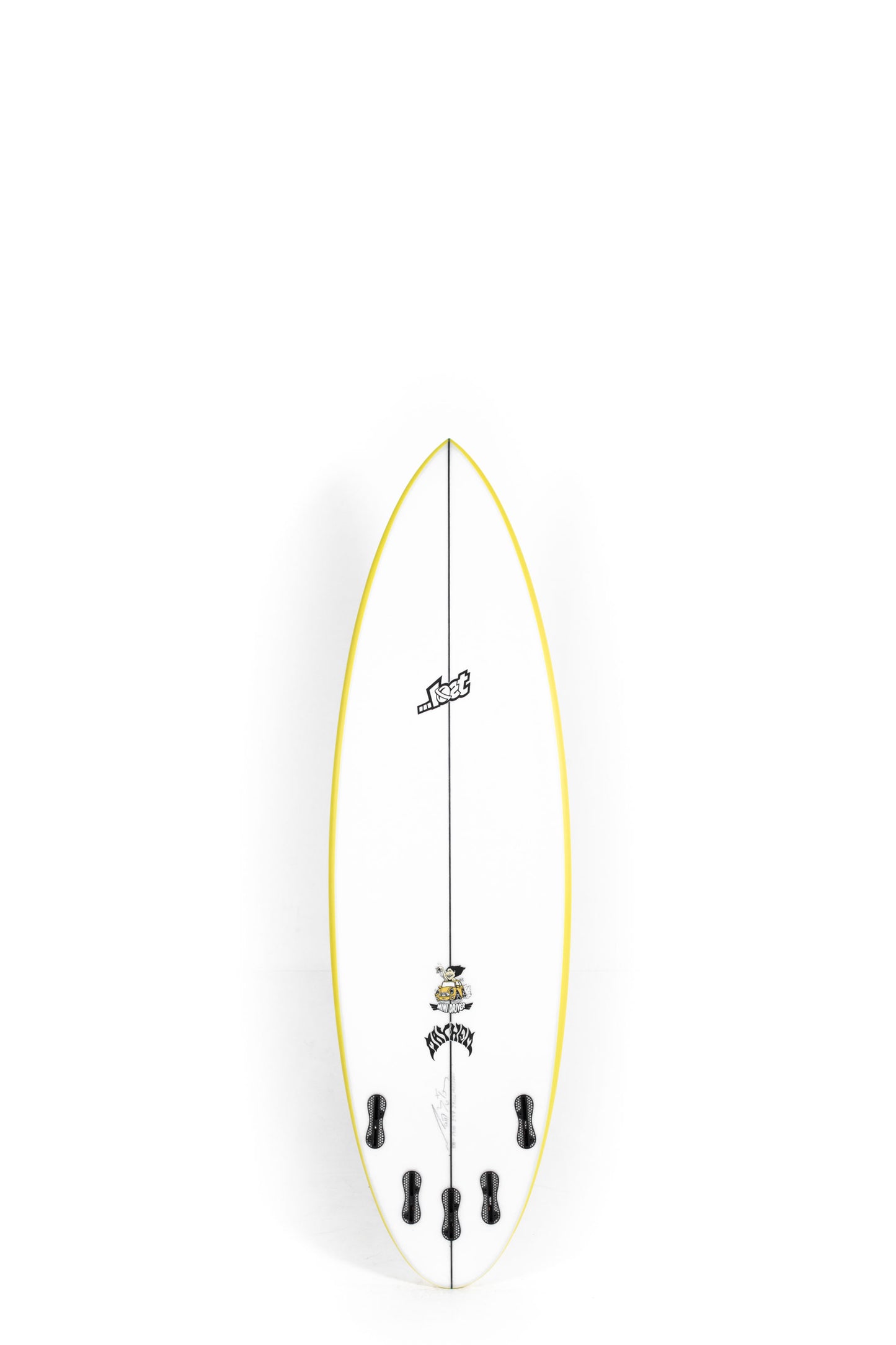 White Lost Surfboard Mini Driver with yellow rails size 5'8" at Pukas Surf Shop - 2