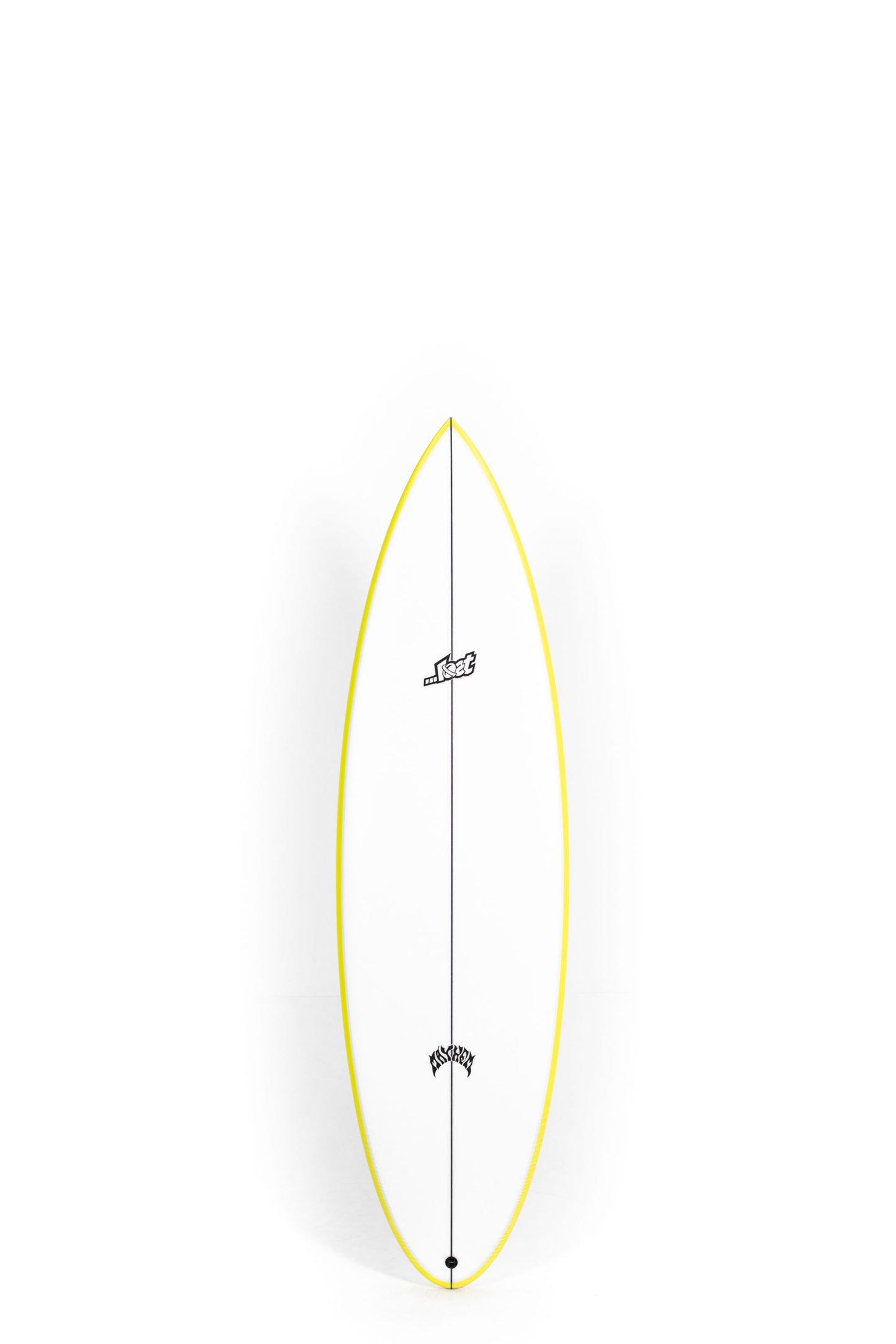 White Lost Surfboard Mini Driver with yellow rails size 6'2" at Pukas Surf Shop