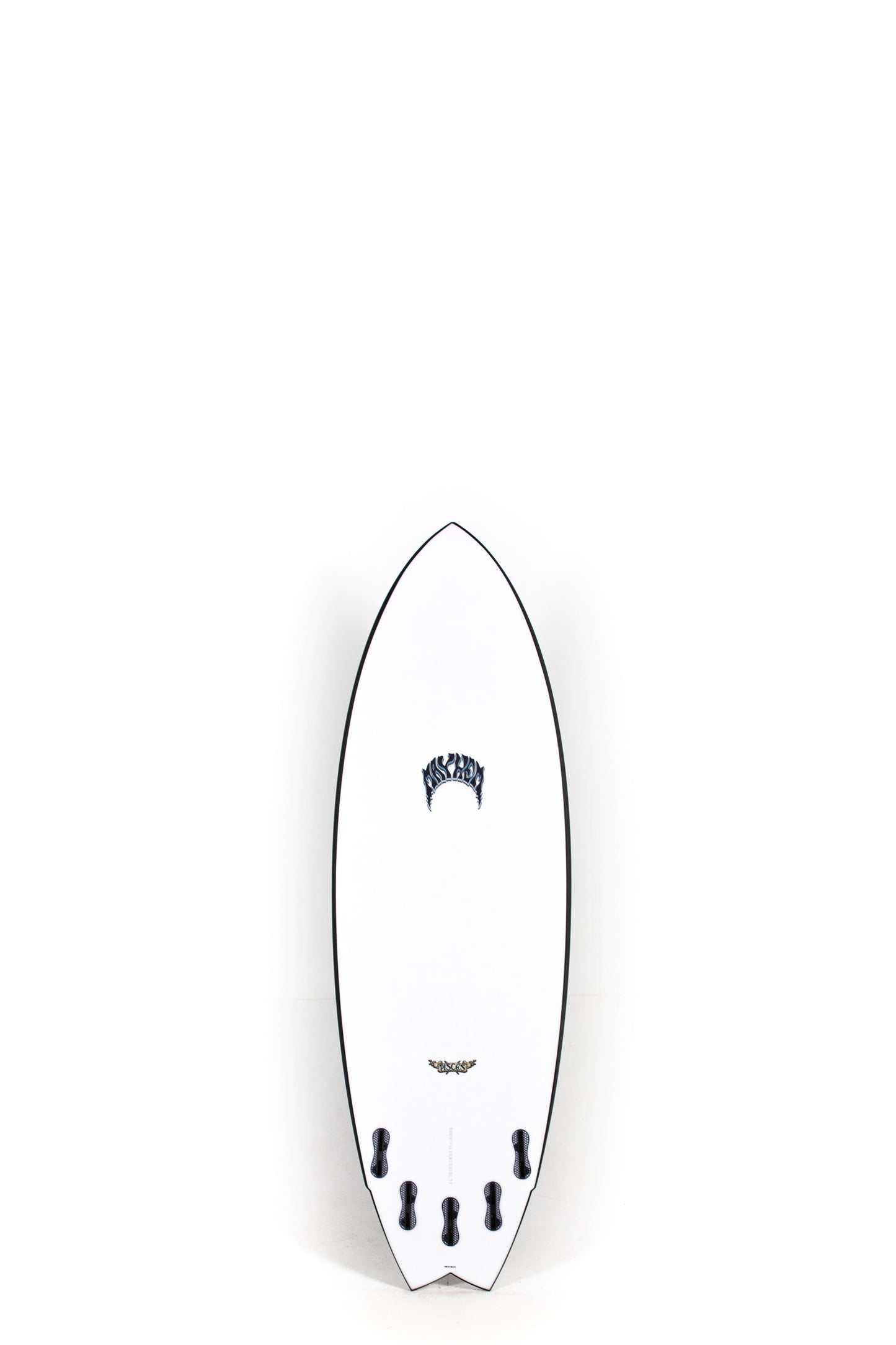 Black Lost Surfboard Pisces size 5'5" on a white background by Pukas Surf Shop - 2
