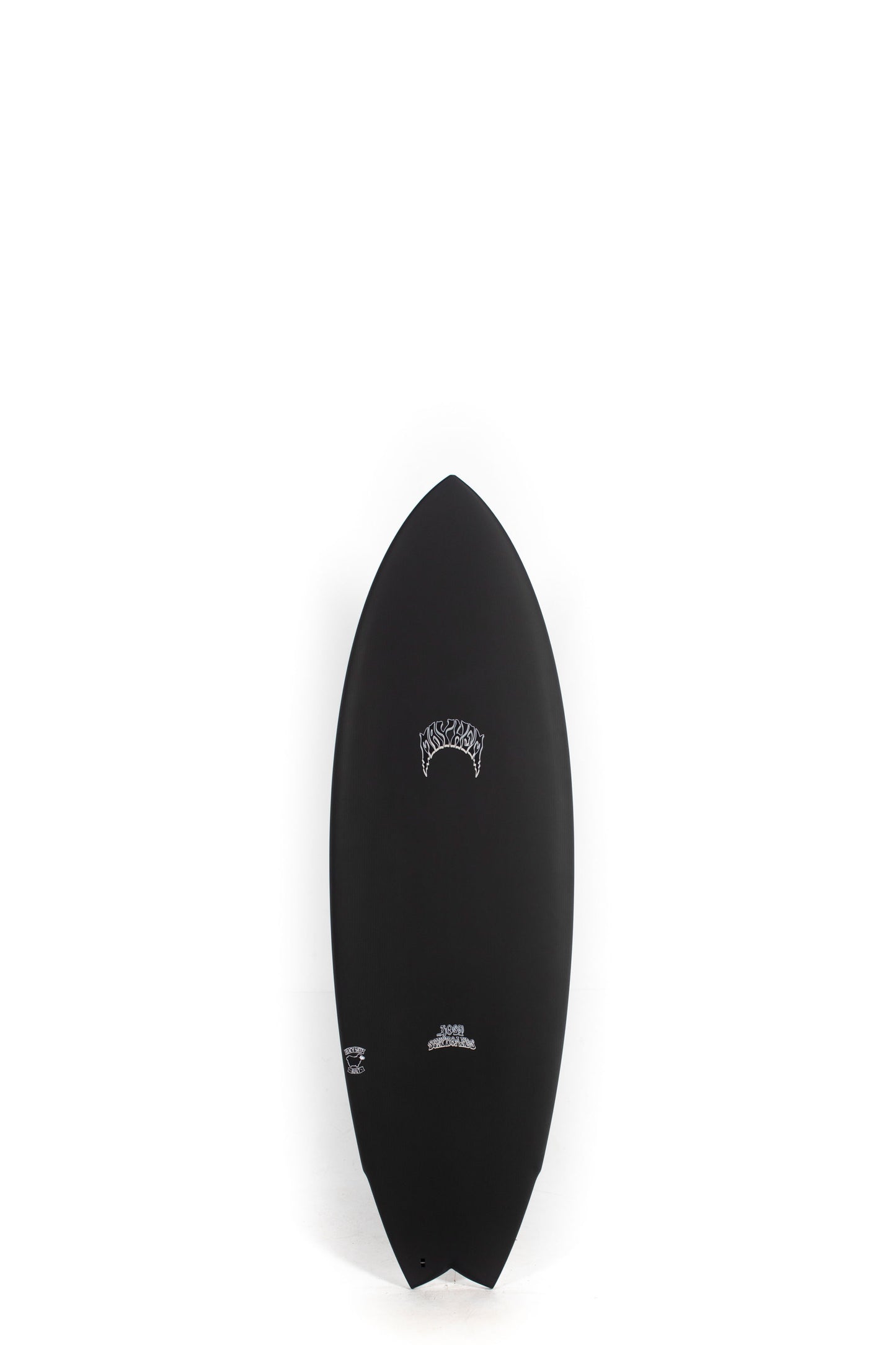 Black Lost Surfboard Pisces size 5'8" on a white background by Pukas Surf Shop