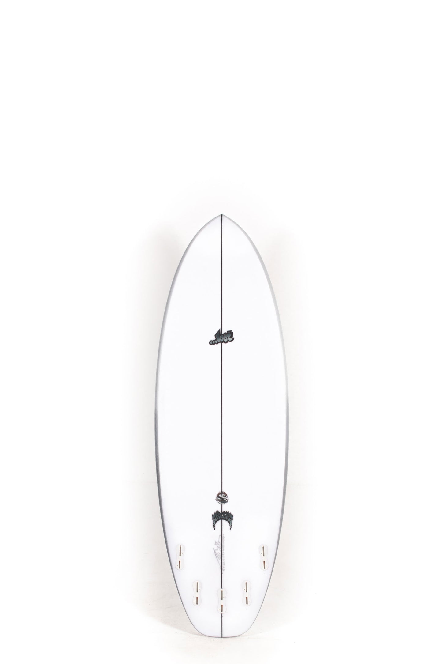 White Lost Surfboards Puddle Jumper with gray rails size 5'11" at Pukas Surf Shop - 2