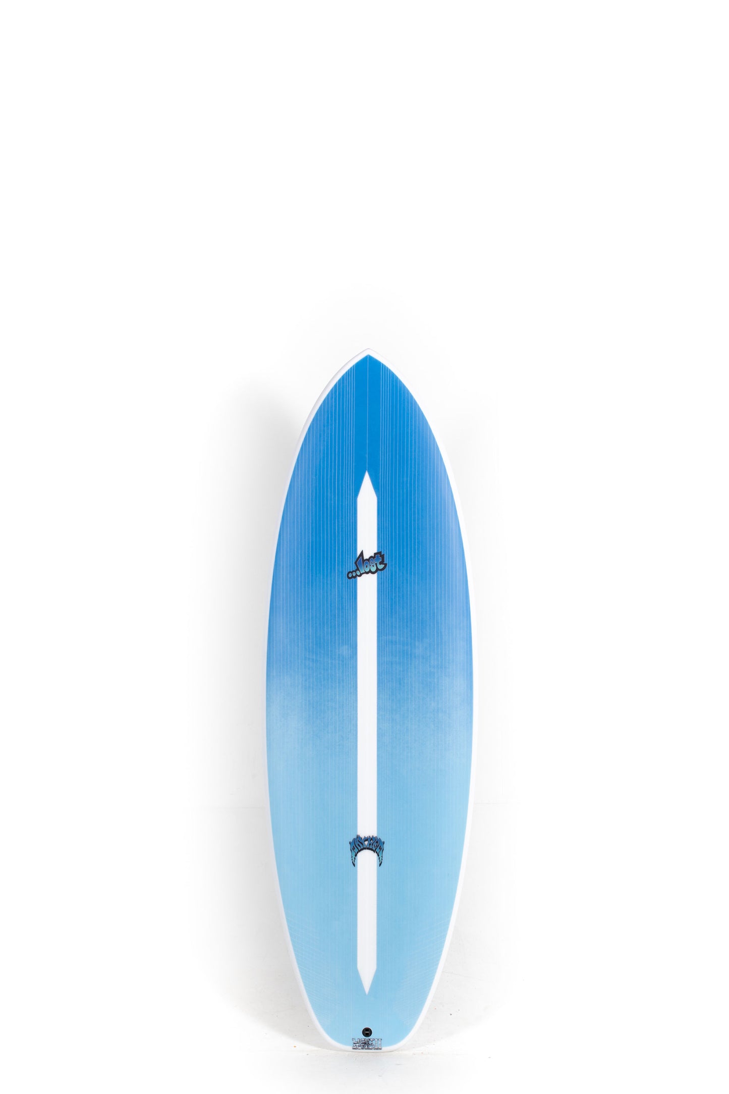Blue Lost Puddle Jumper surfboard with a gradient design on a white background by Pukas Surf Shop