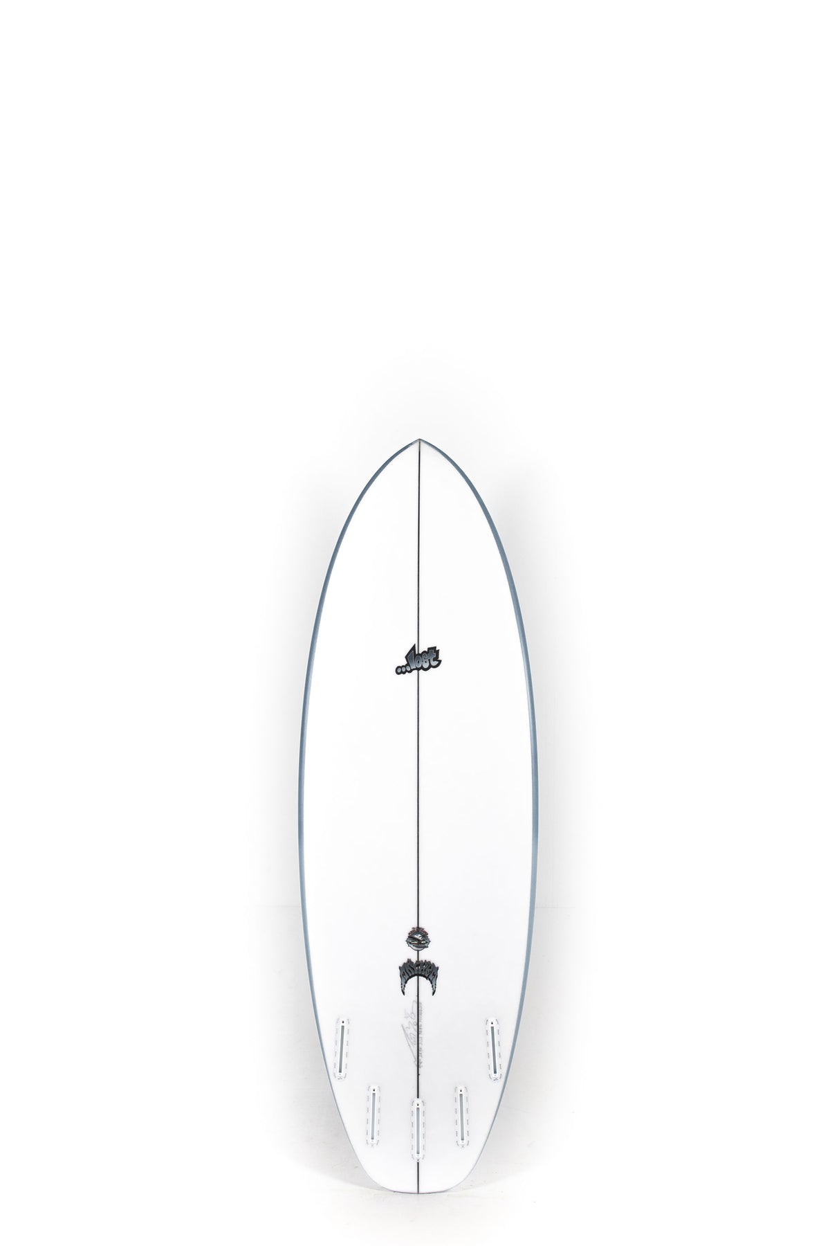 White and grey Lost Surfboars Puddle Jumper size 5'8" on a white background by Pukas Surf shop - 2