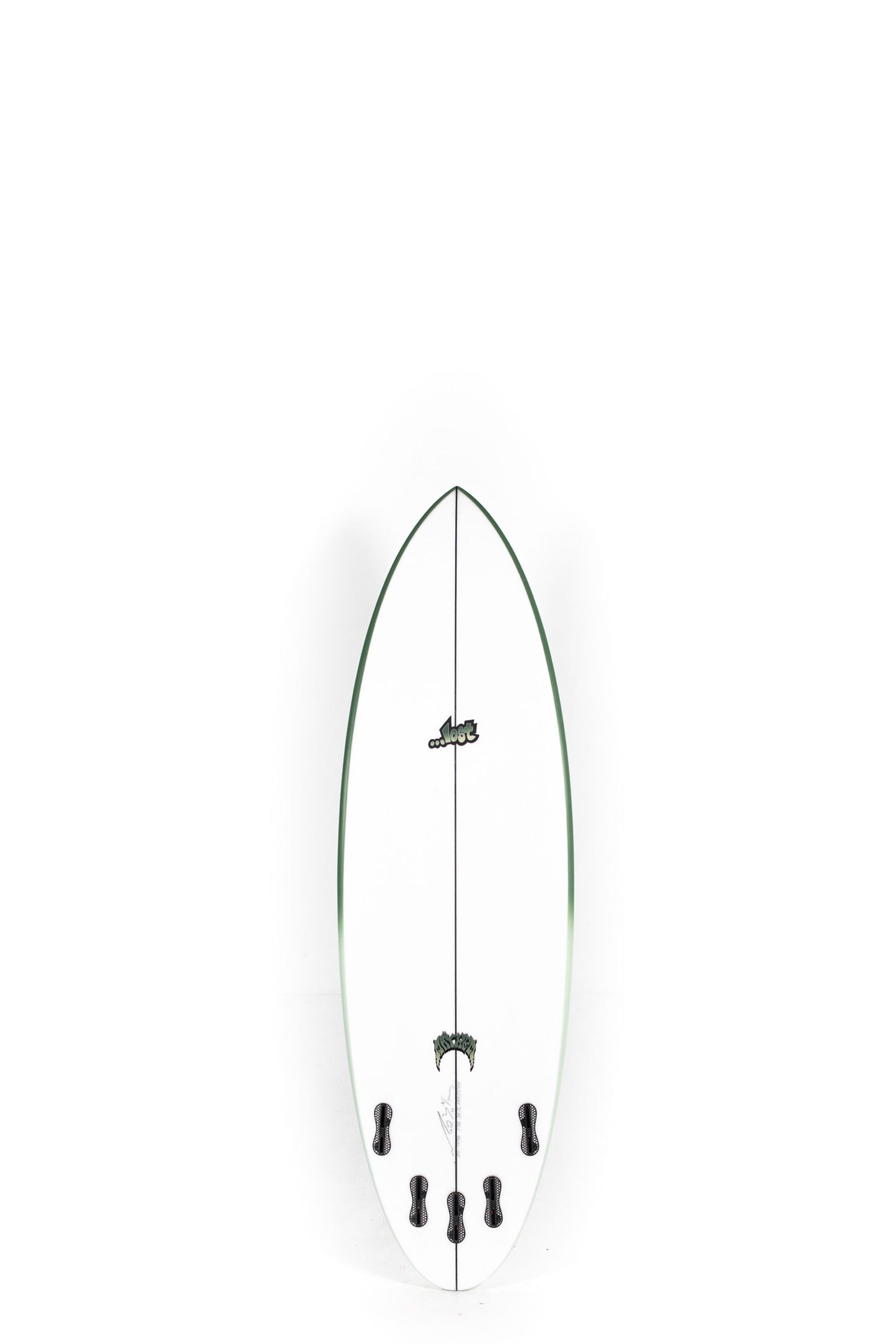 Green and white Lost Surfboard Quiver Killer size 5'7" at Pukas Surf Shop - 2