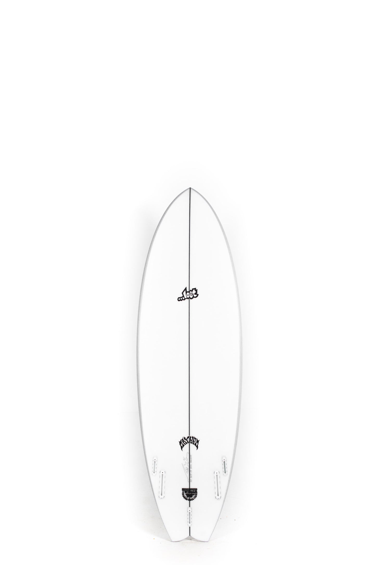 White and grey lost surfboard rnf 96 twinzer size 5'9" on a white background by Pukas Surf Shop - 2