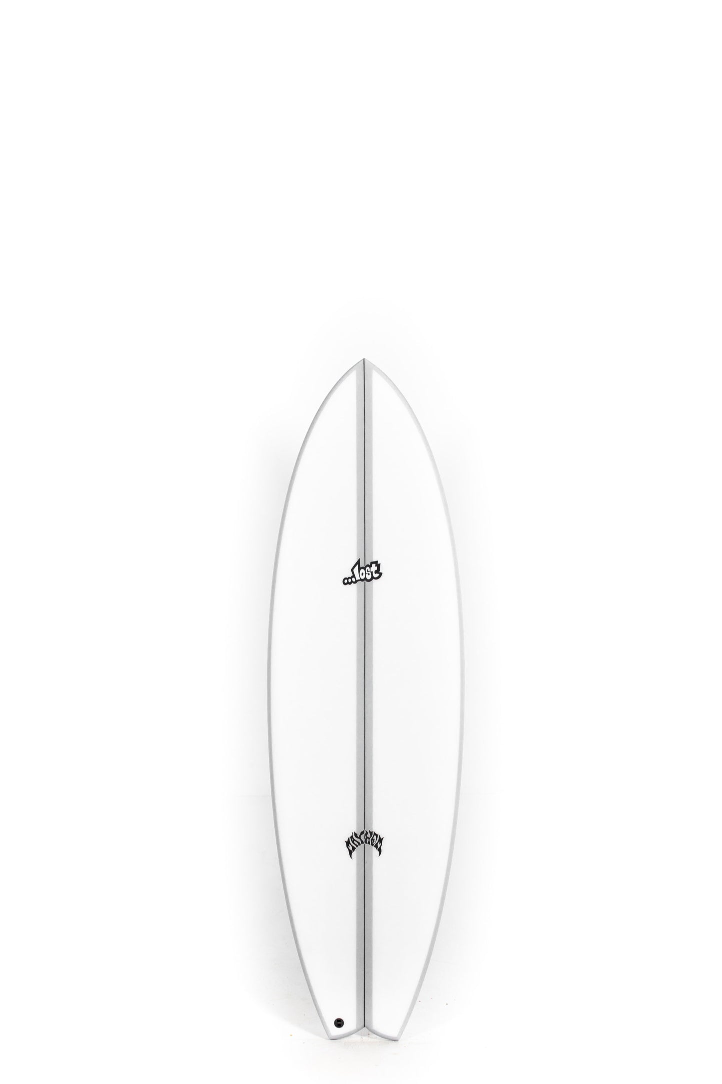 White and grey lost surfboard rnf 96 twinzer size 5'9" on a white background by Pukas Surf Shop