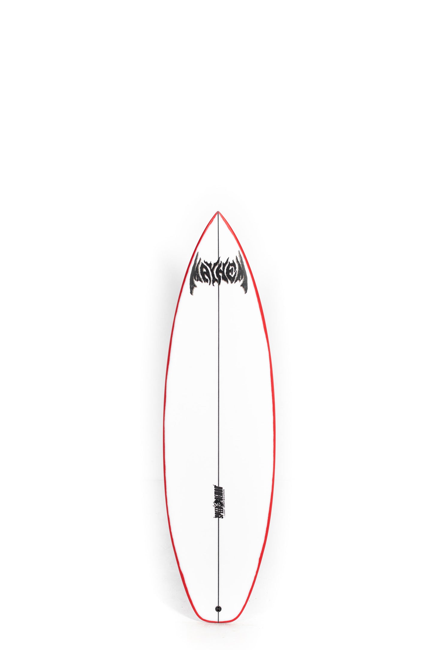 Lost Speed Demon Surfboard with a red outline on a white background by Pukas Surf Shop