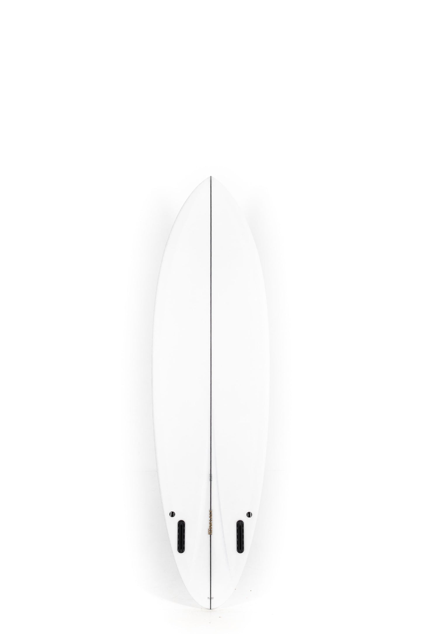 White Lovemachine FM surfboard with golden logo size 6'6" at Pukas Surf Shop - 2