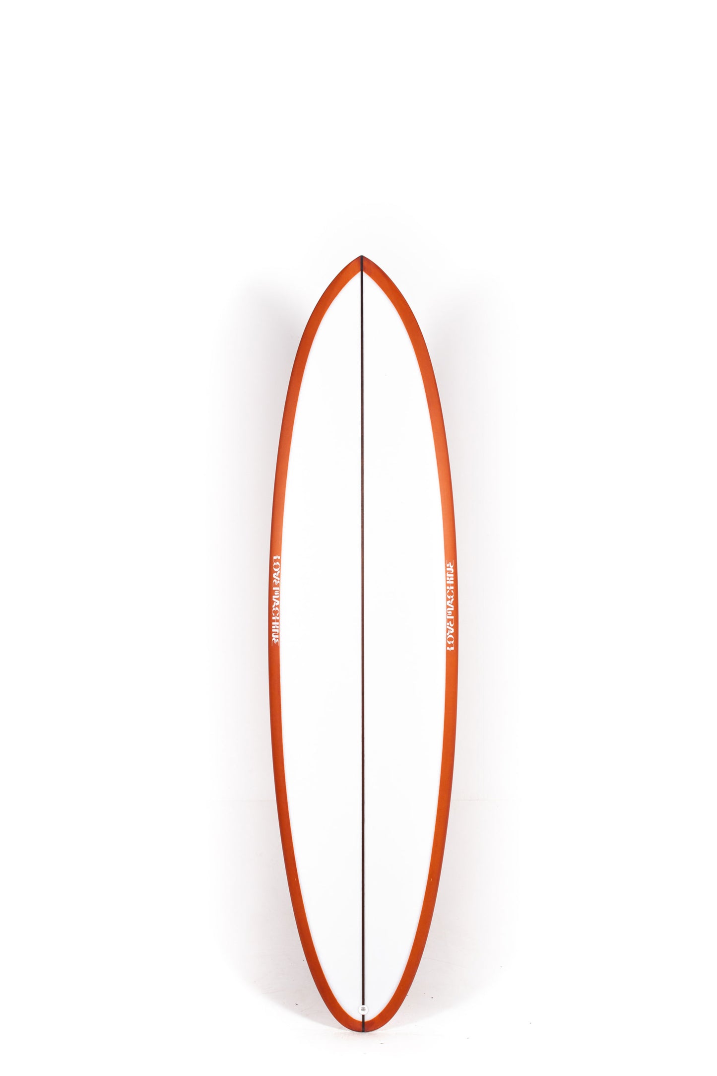 Red and white Lovemachine Surfboard FM size 7'0" at Pukas Surf Shop