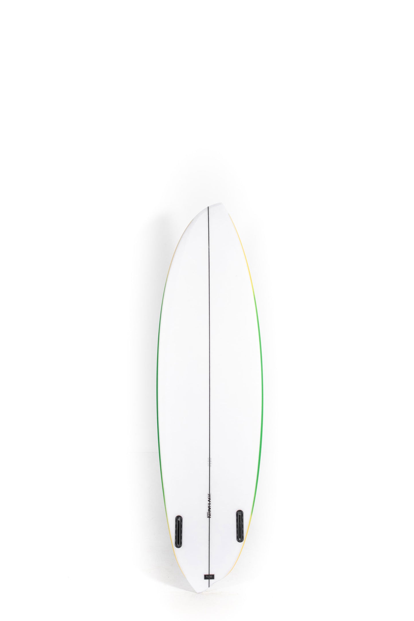 White, green and yellow Lovemachine Surfboard Zambal size 5'11" at Pukas Surf Shop - 2
