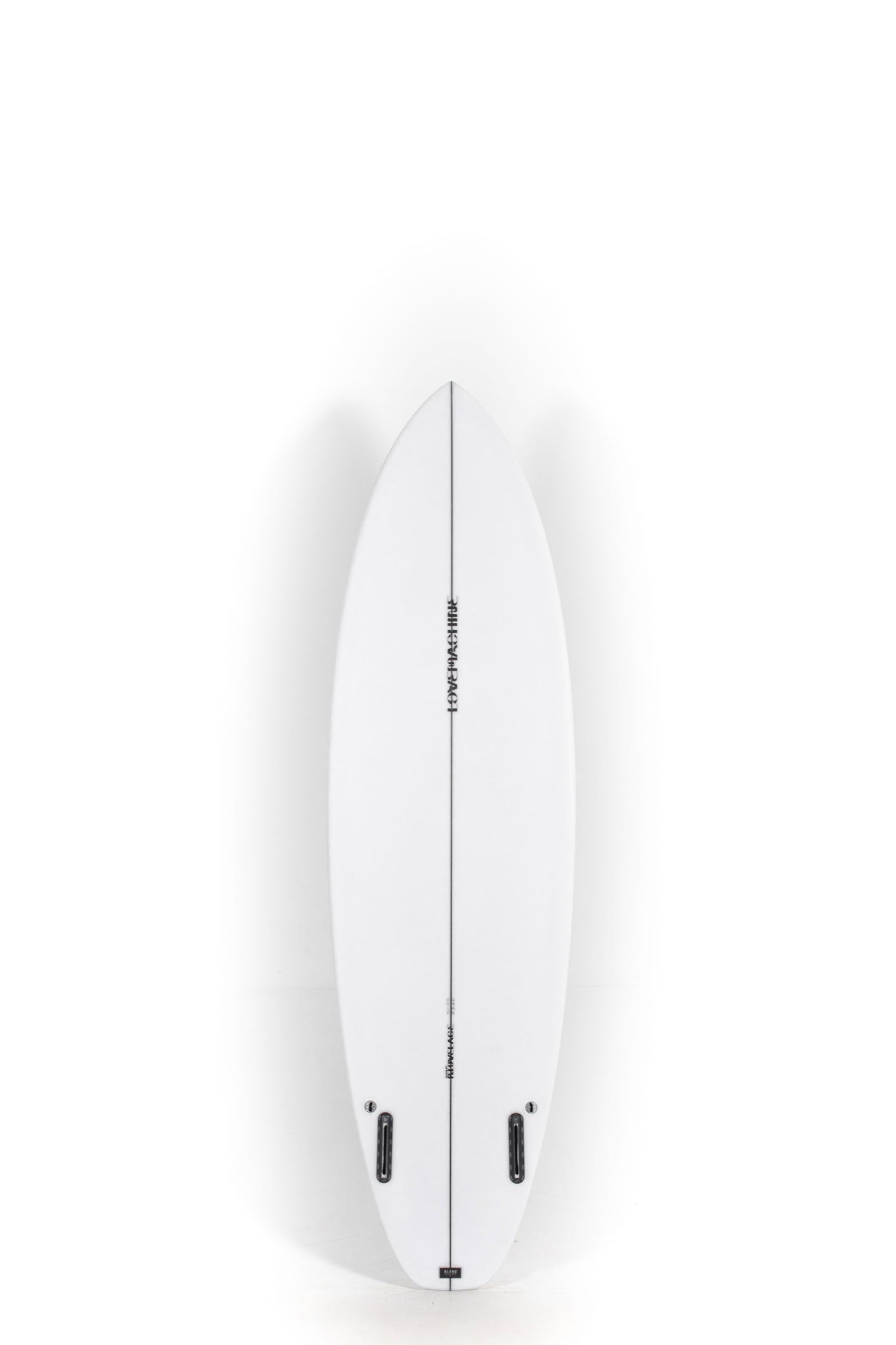 White Lovemachine surfboard GT with brown spray, size 6'4" at Pukas Surf Shop - 2