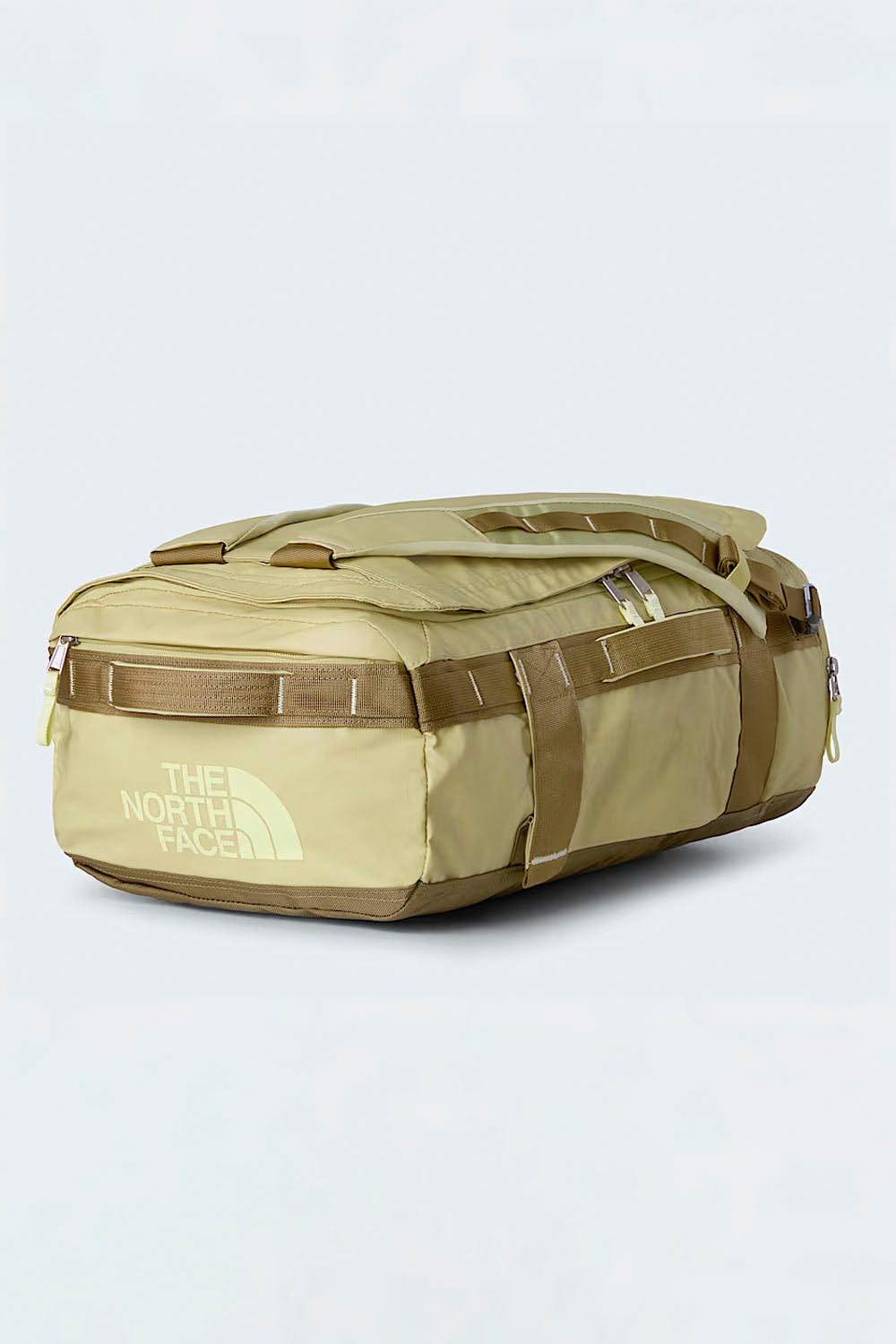 The North Face Base Camp Voyager Duffel 32L in Pear/Cedar/Lemon – compact travel bag with laptop sleeve | Pukas Surf Shop