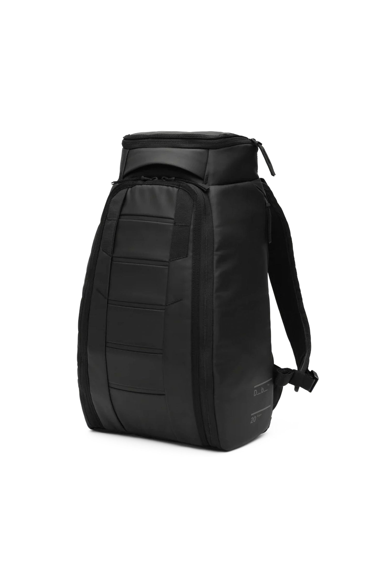 Db Hugger Backpack 20L in Black Out – structured 20L daypack with laptop compartment, weather-resistant exterior and Rib Cage Technology, available at Pukas Surf Shop