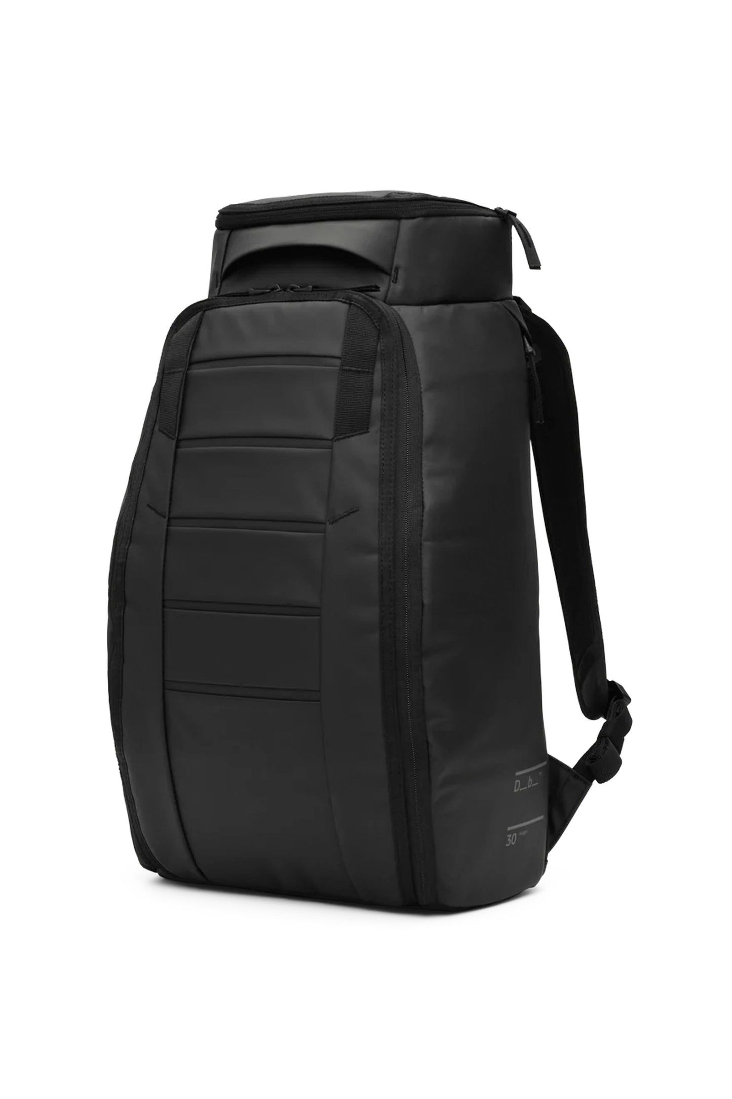 Db Hugger Backpack 30L in Black Out – structured 30L daypack with Rib Cage Technology, padded 16″ laptop compartment and weather-resistant exterior, available at Pukas Surf Shop