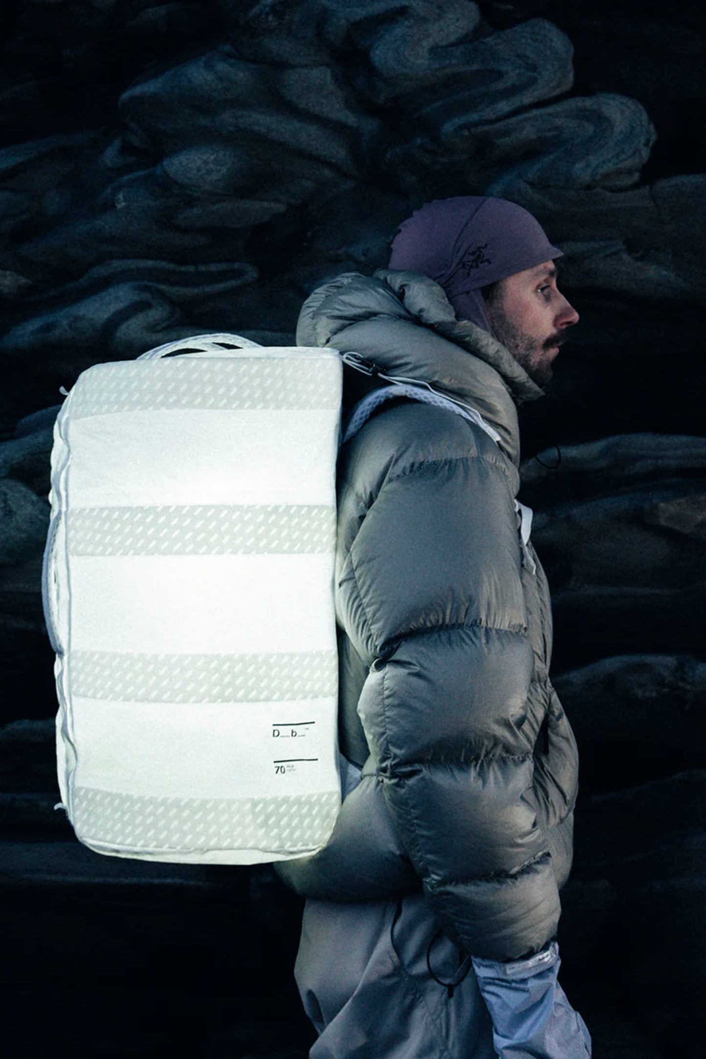 Db Weigh Lighter Split Duffel 70L in Aurora – ultra-lightweight expedition duffel in ALUULA Graflyte™ fabric with ski carry straps and mountain tool pockets, available at Pukas Surf Shop
