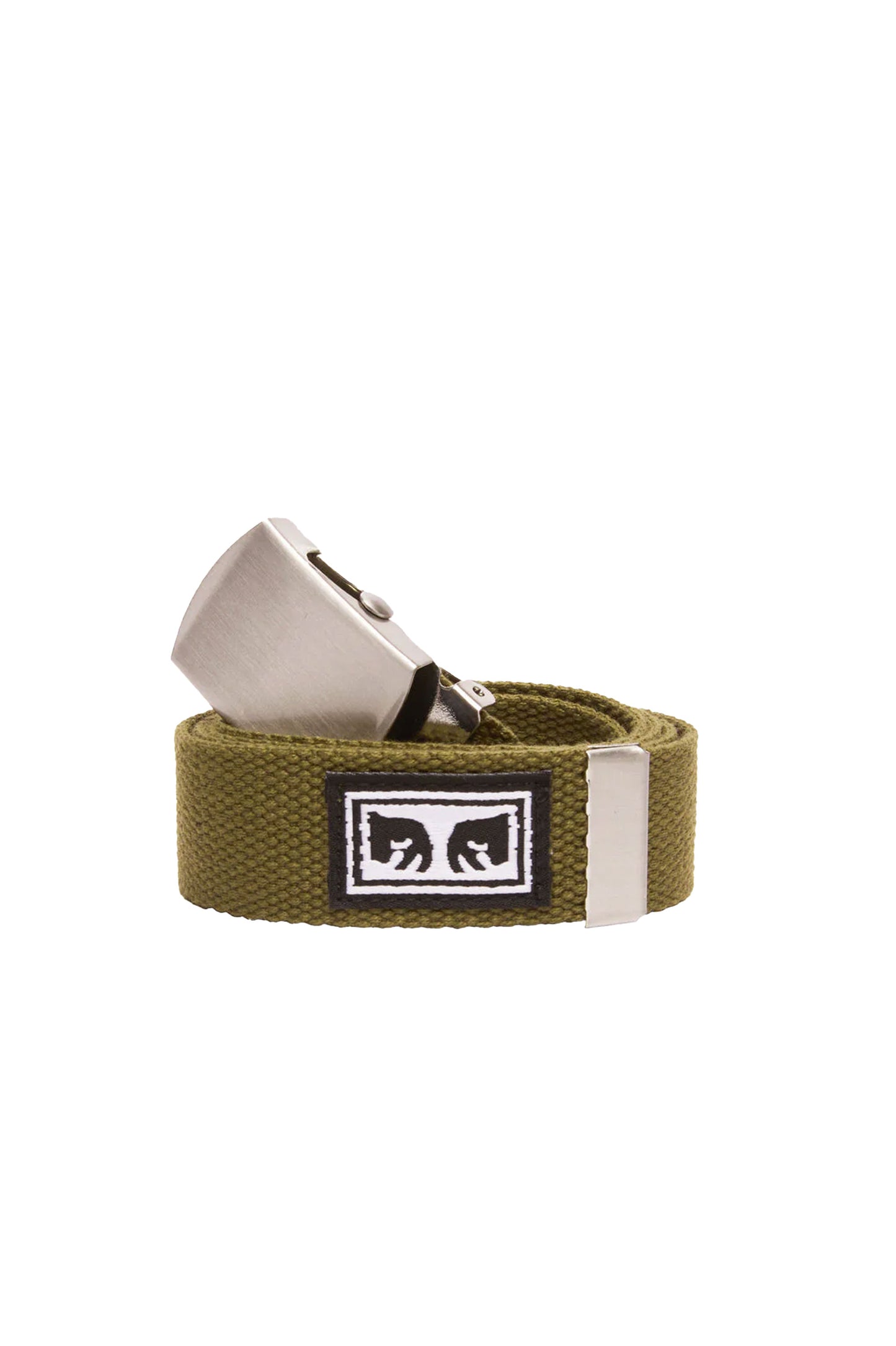 OBEY Green belt with a silver buckle on a white background Pukas Surf Shop