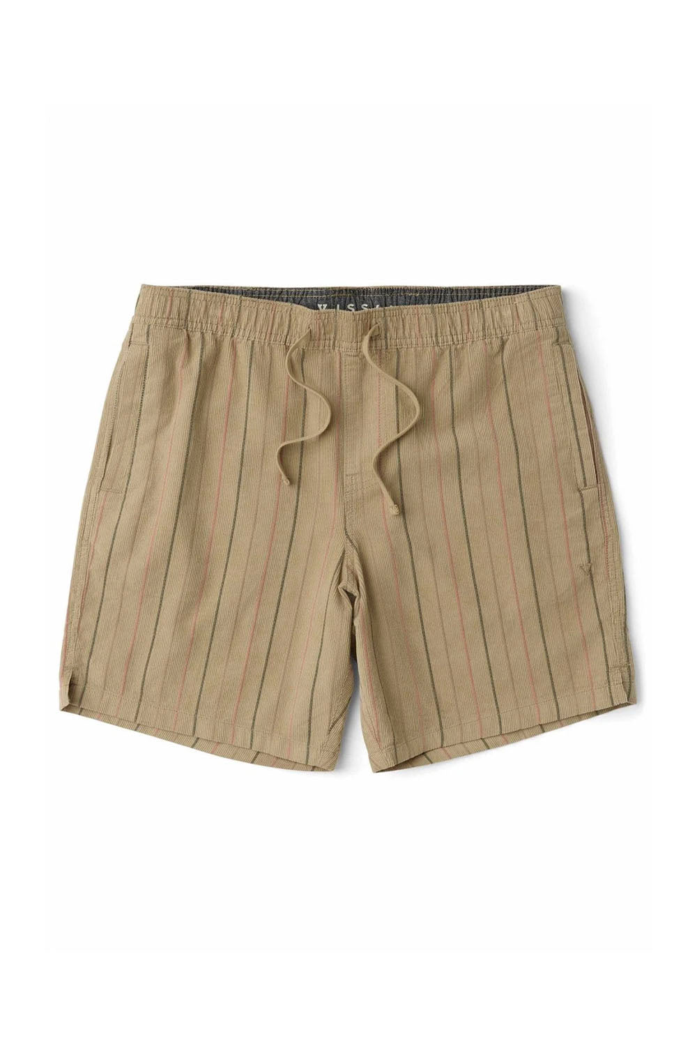Beige shorts with a subtle pattern on a white background