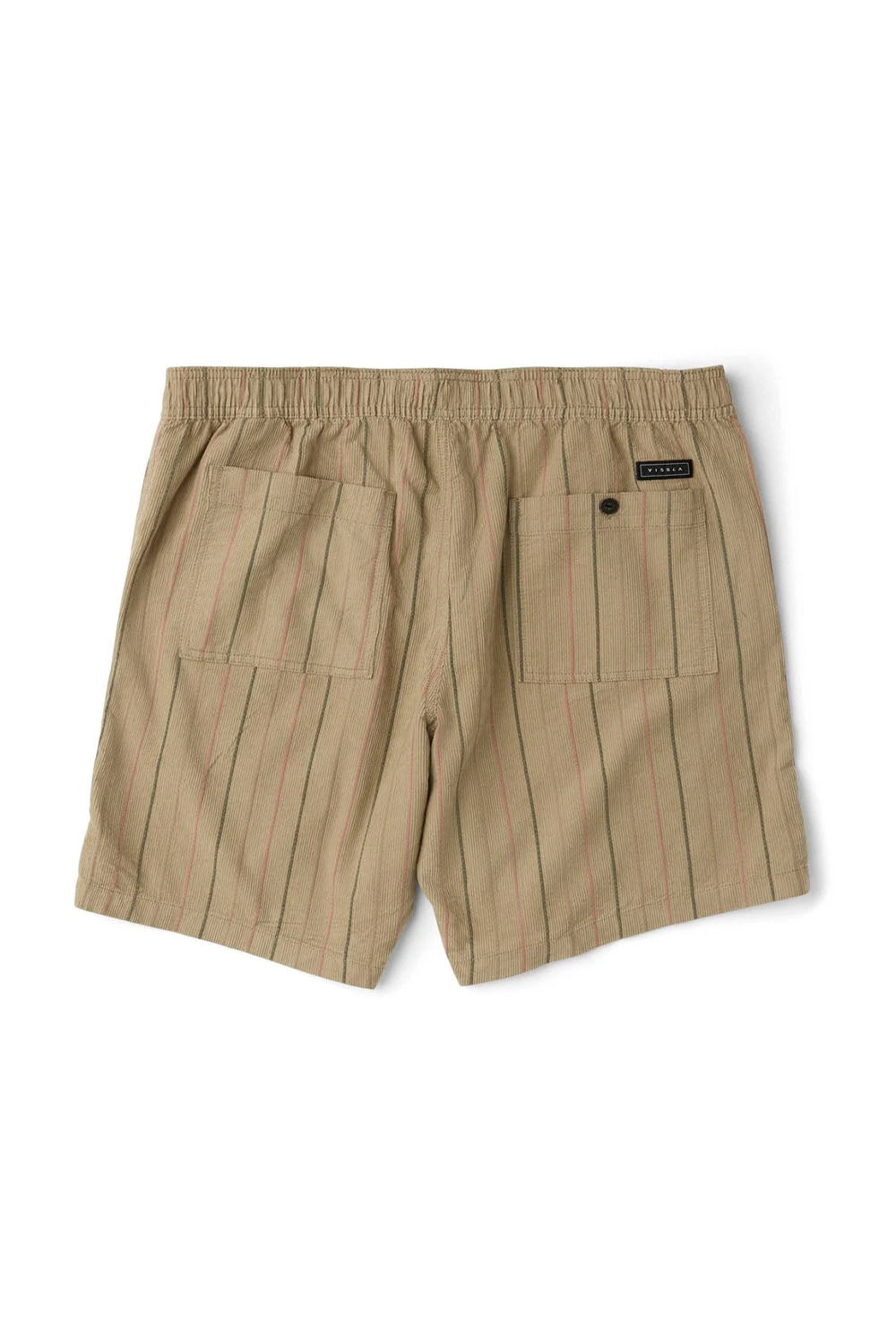 Beige shorts with a small logo on a white background