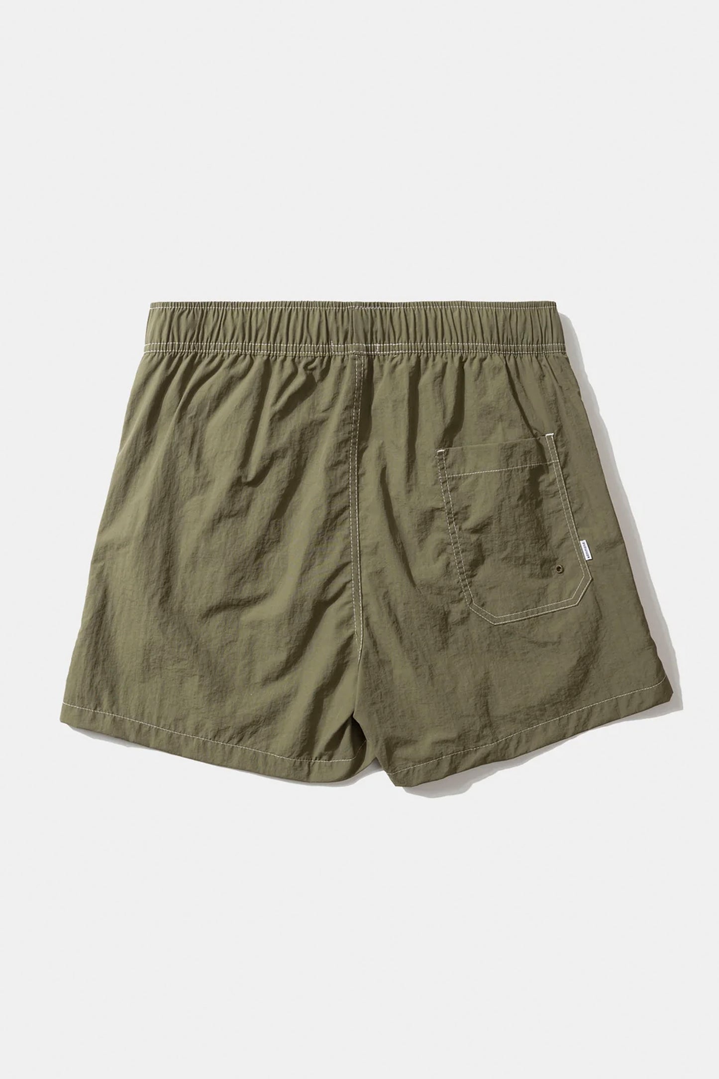 Edmmond Mini Logo Boardshort in plain khaki — men's minimal surf boardshort at Pukas Surf Shop