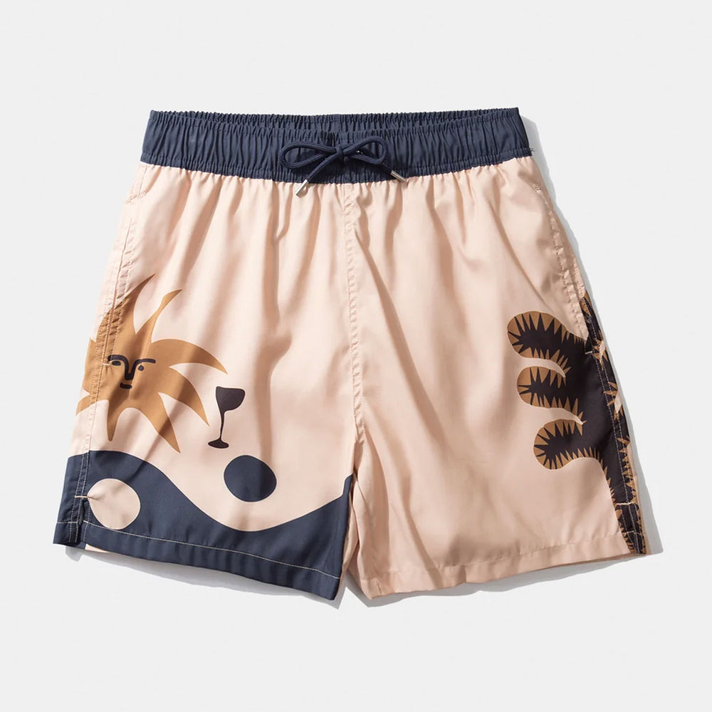 Pukas Surf Shop Man Boardshorts Edmmond Yin Yang Sun Plain Tan
