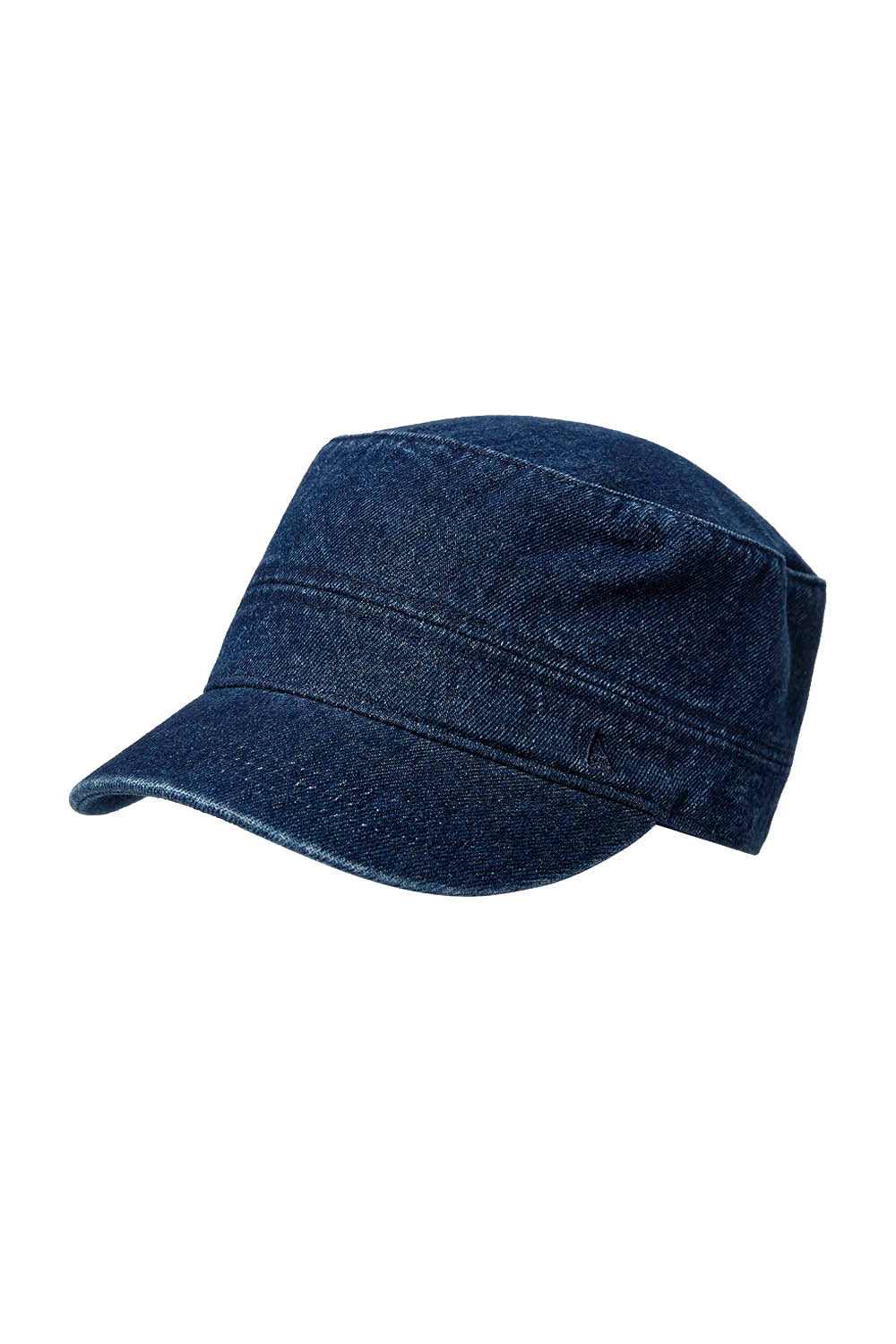 Dark blue denim cap on a white background
