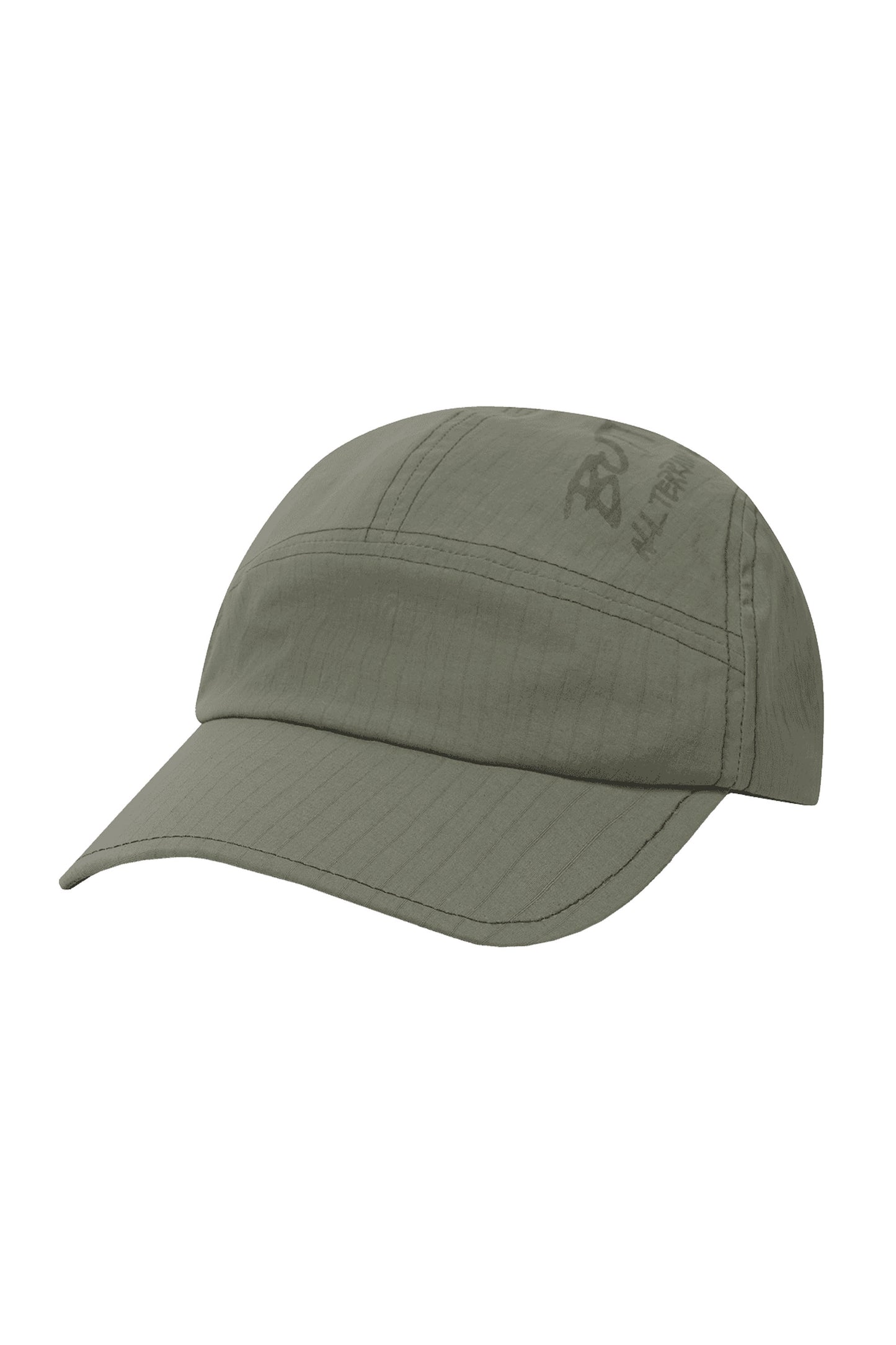 Green cap with a brand logo on a white background
