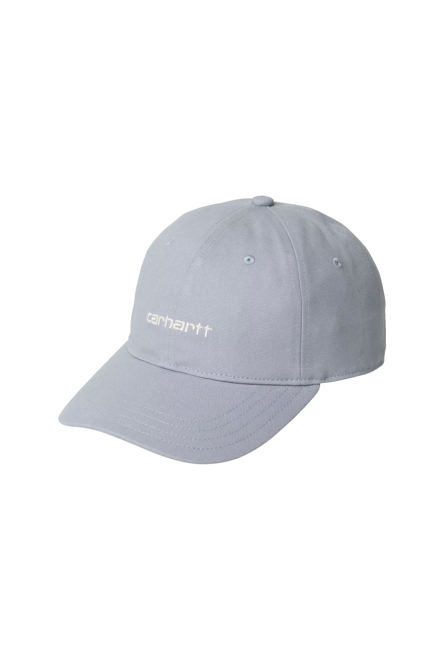 Carhartt WIP Canvas Script Cap - front view of garment-washed cotton canvas six-panel cap