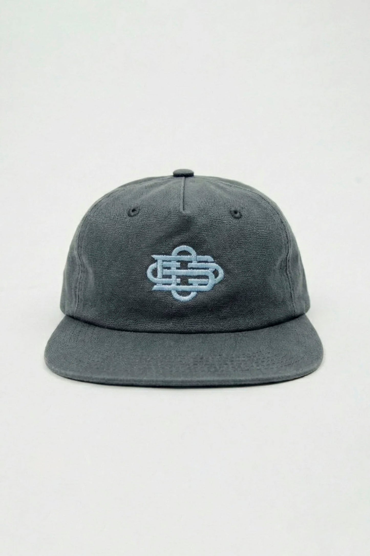 CUCO BOARD CLUB Monogram Hybrid Cap navy low profile cap gold embroidery distressed unisex coastal style