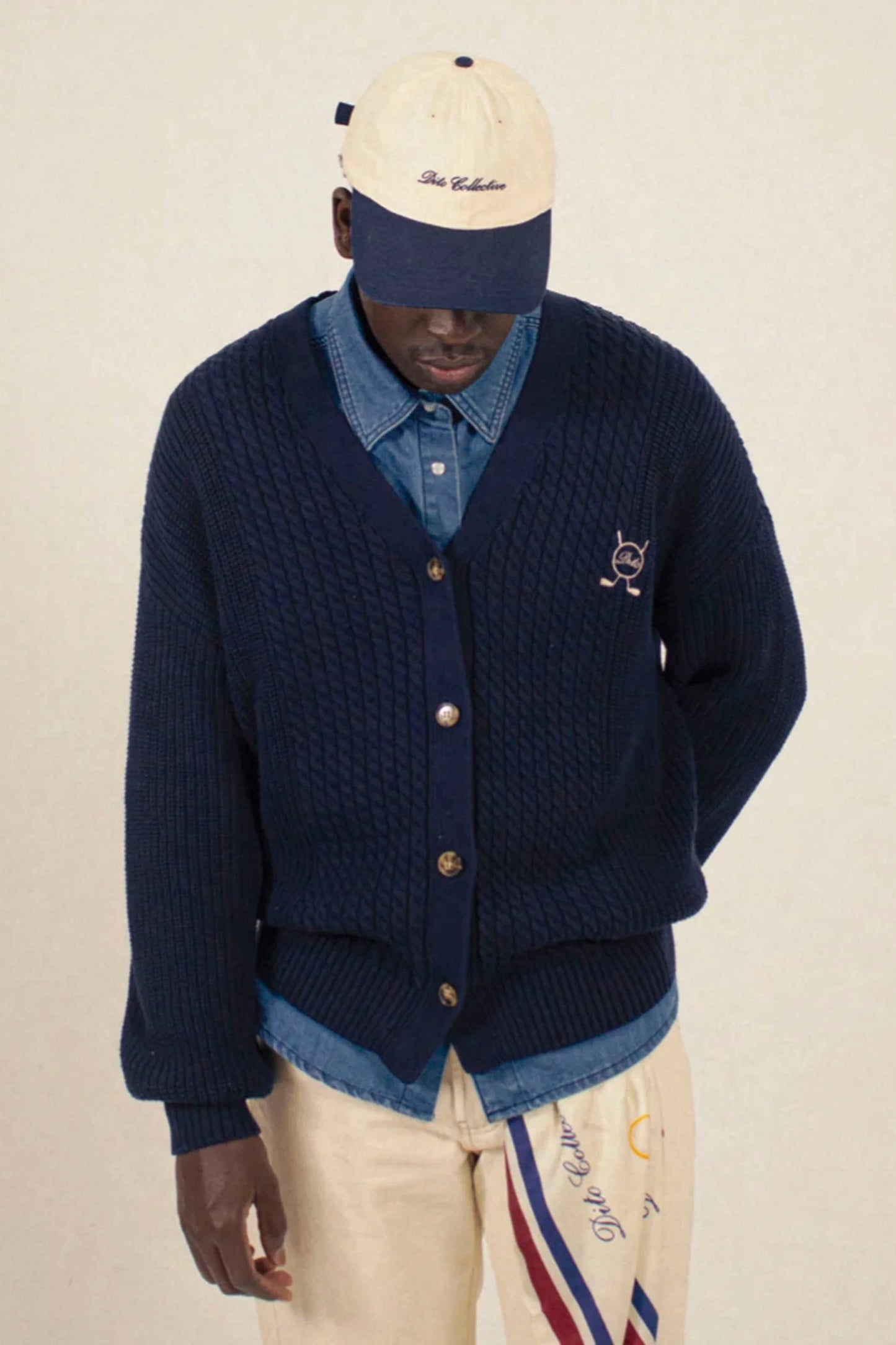 DITO COLLECTIVE Dito Court Cap off-white and navy tennis-inspired cap
