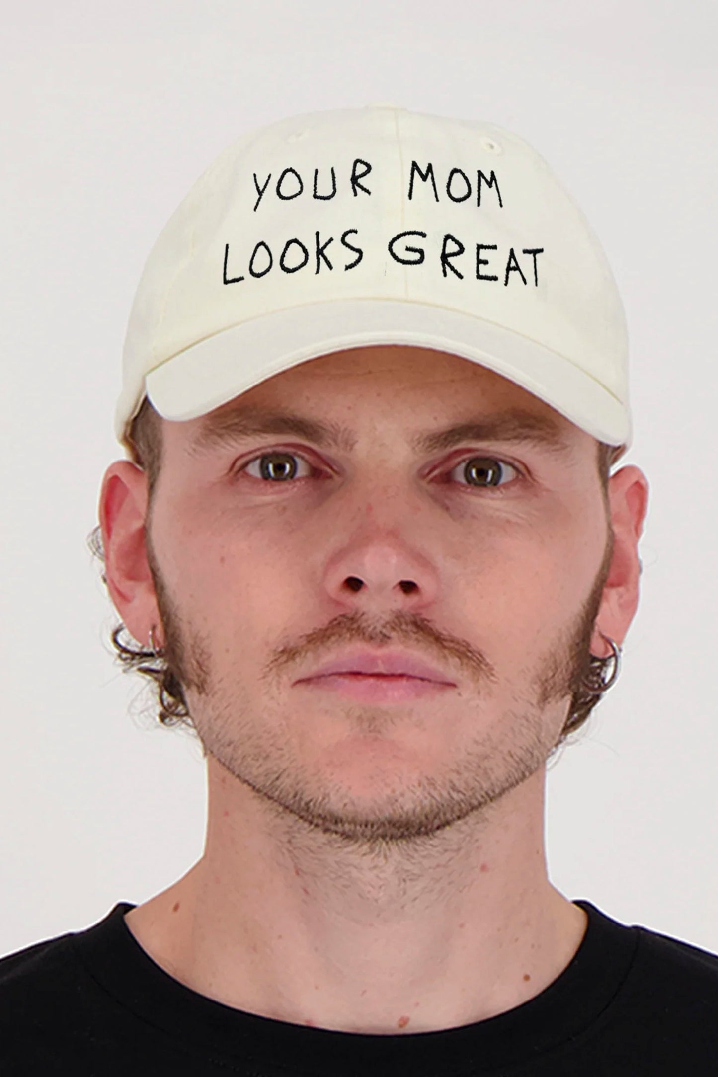 ENCRÉ Your Mom Looks Great Beige Cap - Positive Statement Accessory
