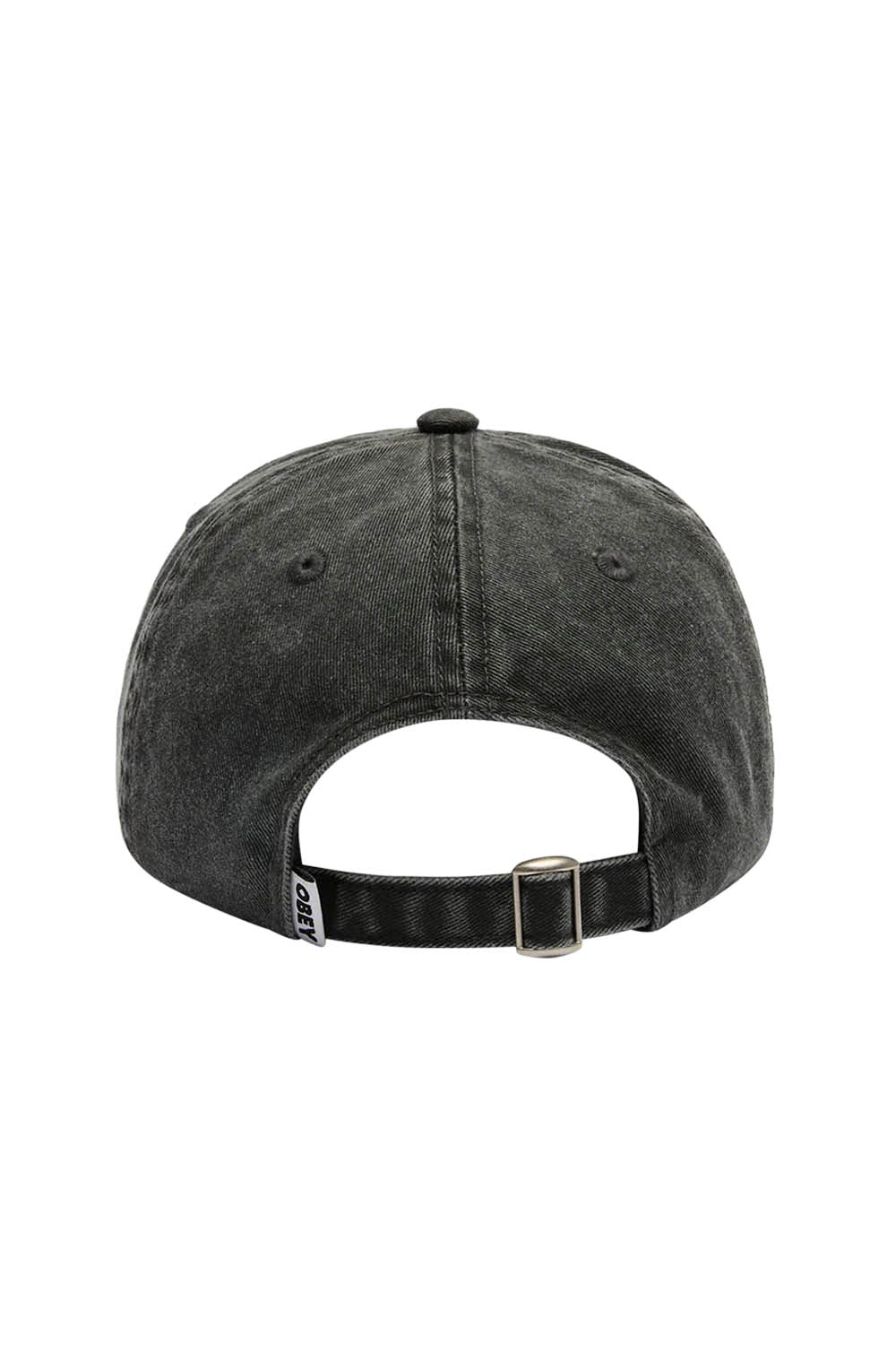 Black cap with a strap on a white background