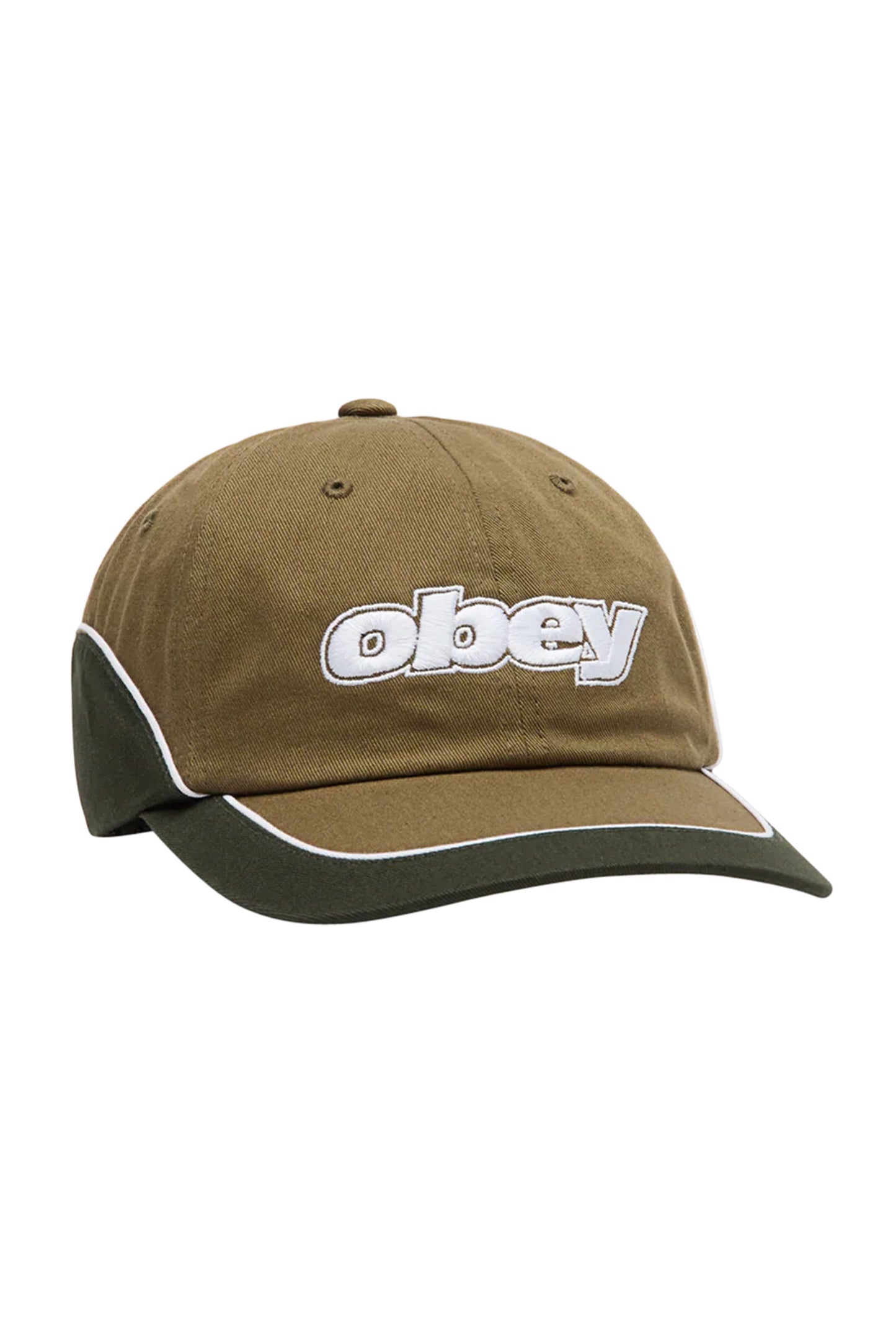 Brown and green cap with 'obey' logo Pukas Surf Shop