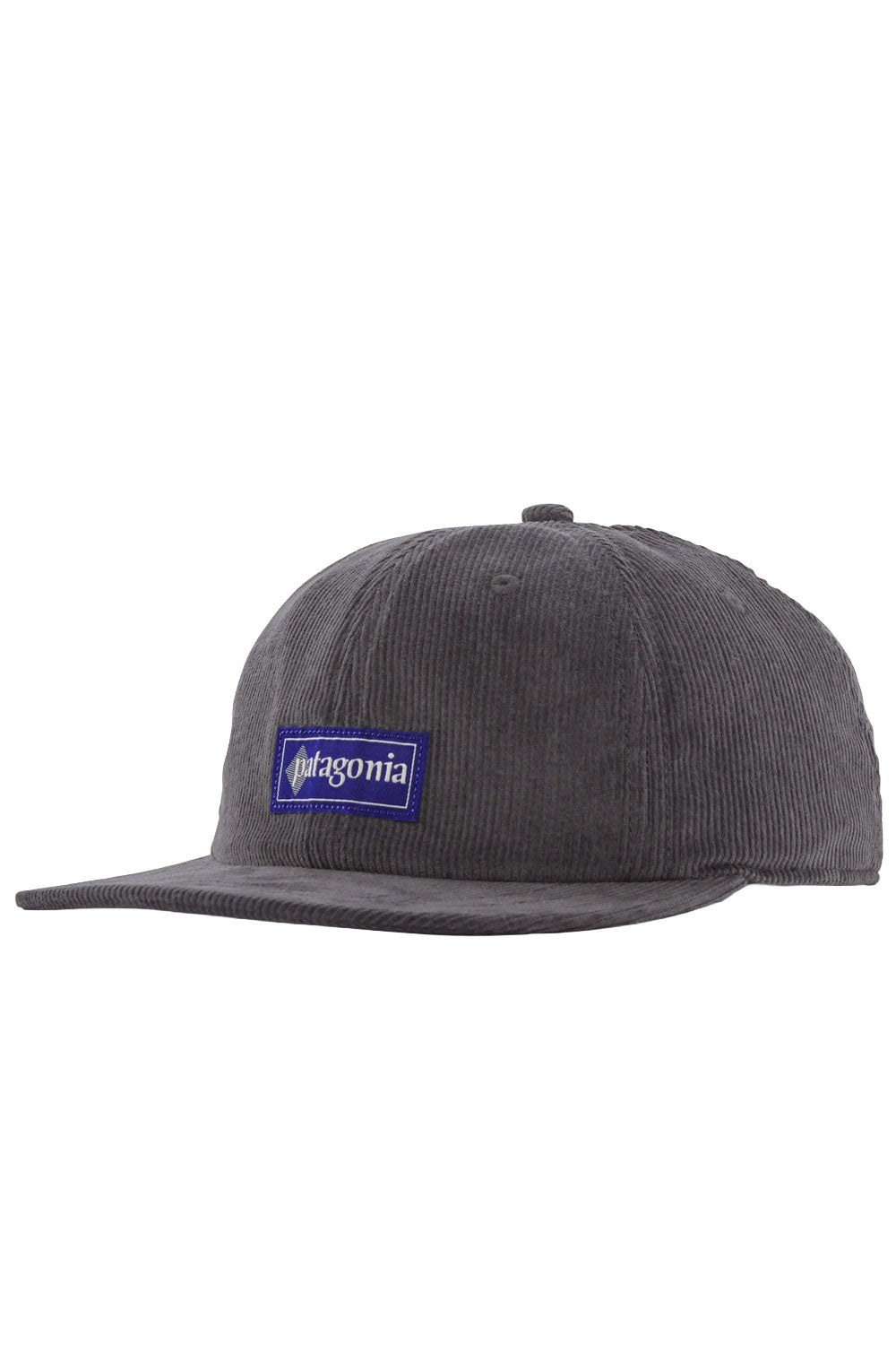 Patagonia Corduroy Cap in Forge Grey — unstructured 6-panel organic cotton corduroy cap with embroidered logo and recycled NetPlus® brim
