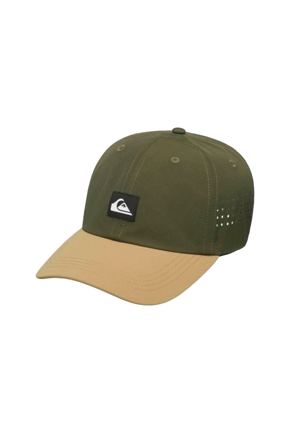 Two-tone cap with a logo on a white background
