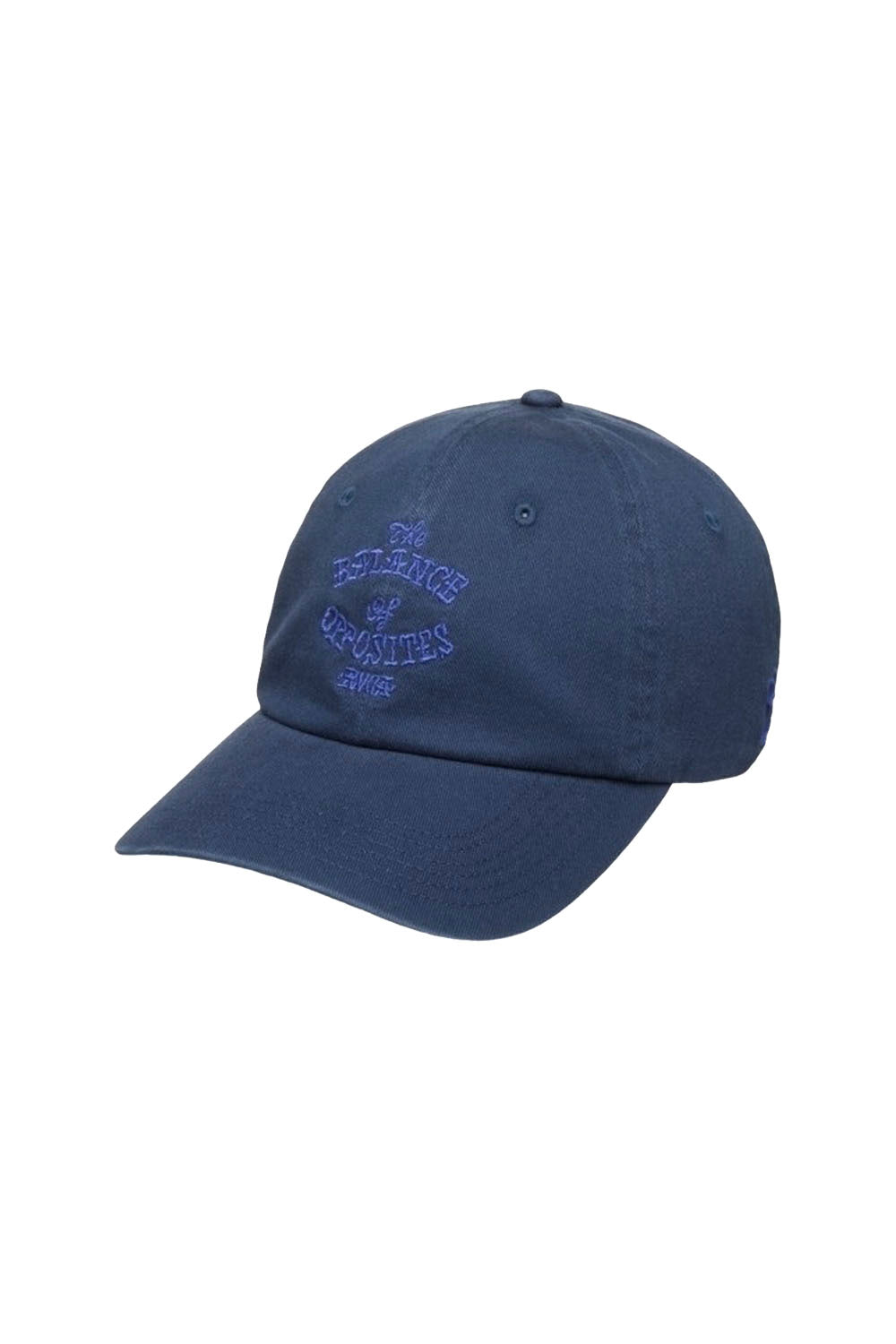 A navy blue baseball cap with embroidered text on the front reading 'Theatrical Equipment Store' and 'S.F.