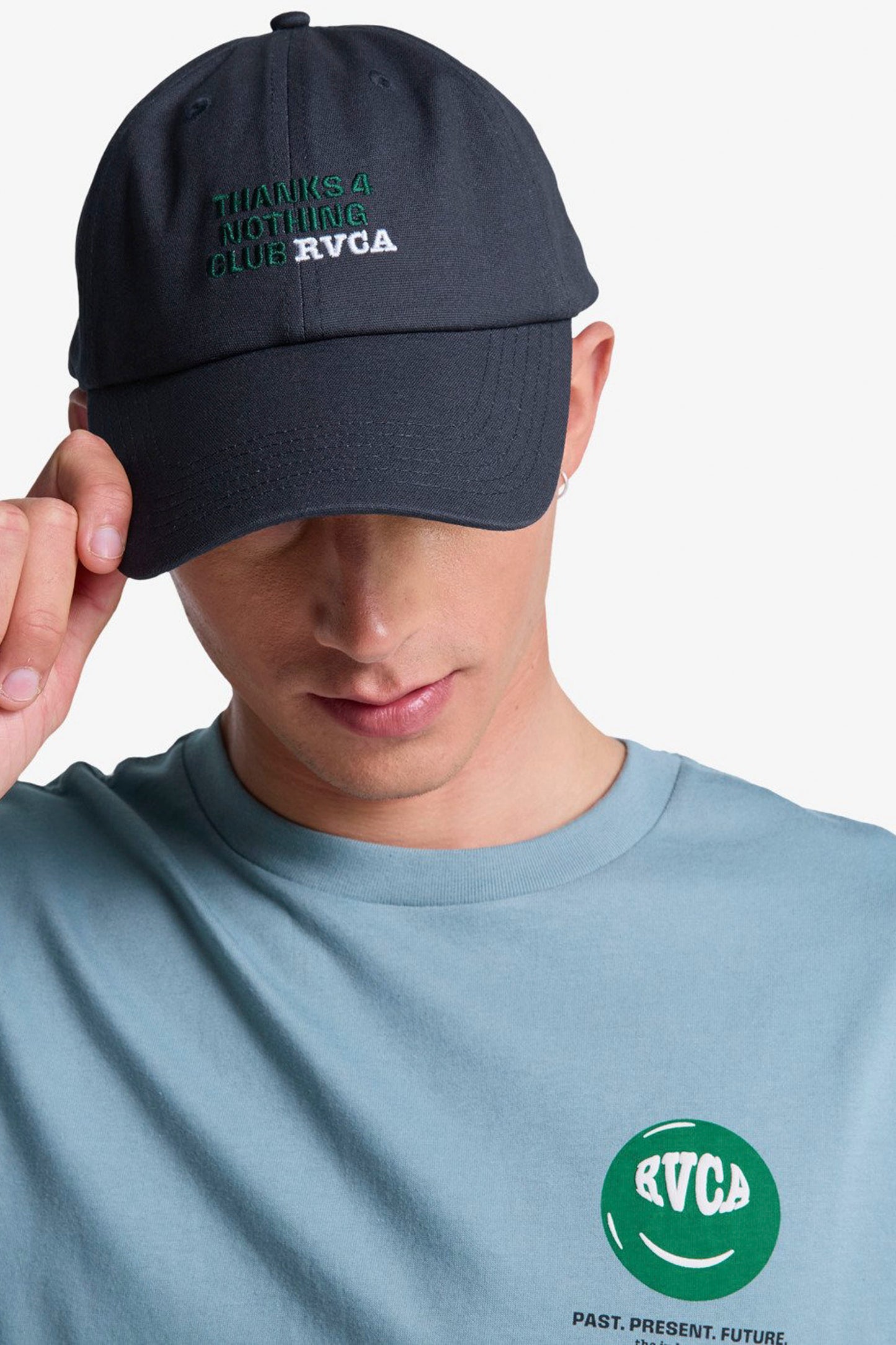 RVCA The Magician Cap - front embroidery detail and classic surf style