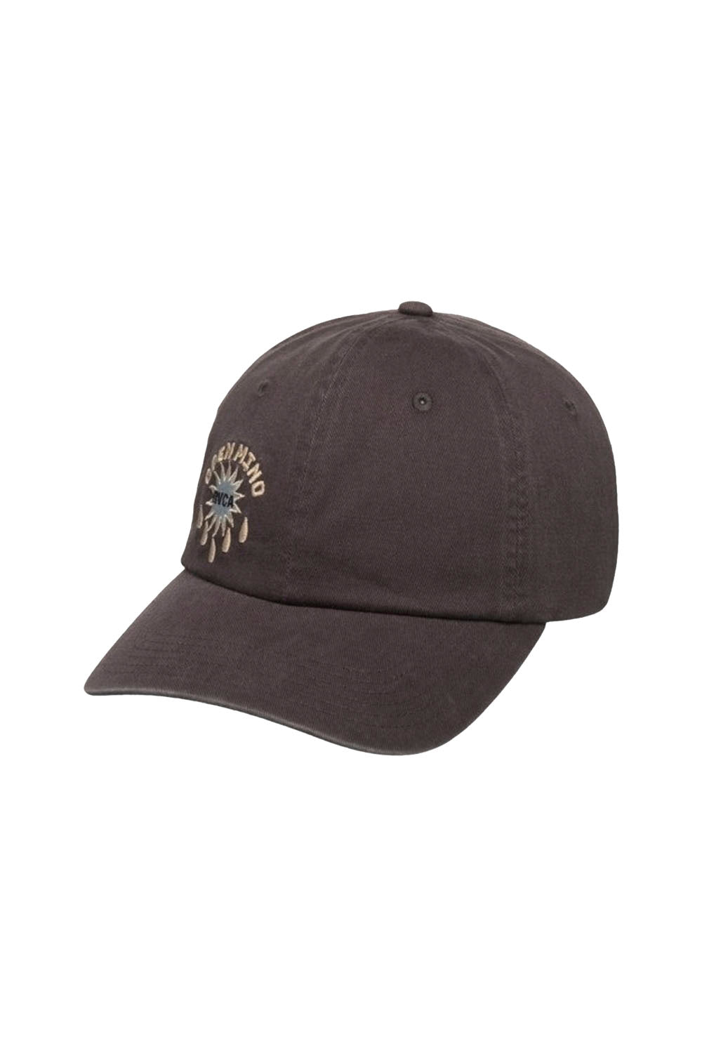 A dark brown cotton baseball cap featuring a small embroidered logo on the front left that reads 'SOLARINO' with a sun and feather design, set against a plain white background.