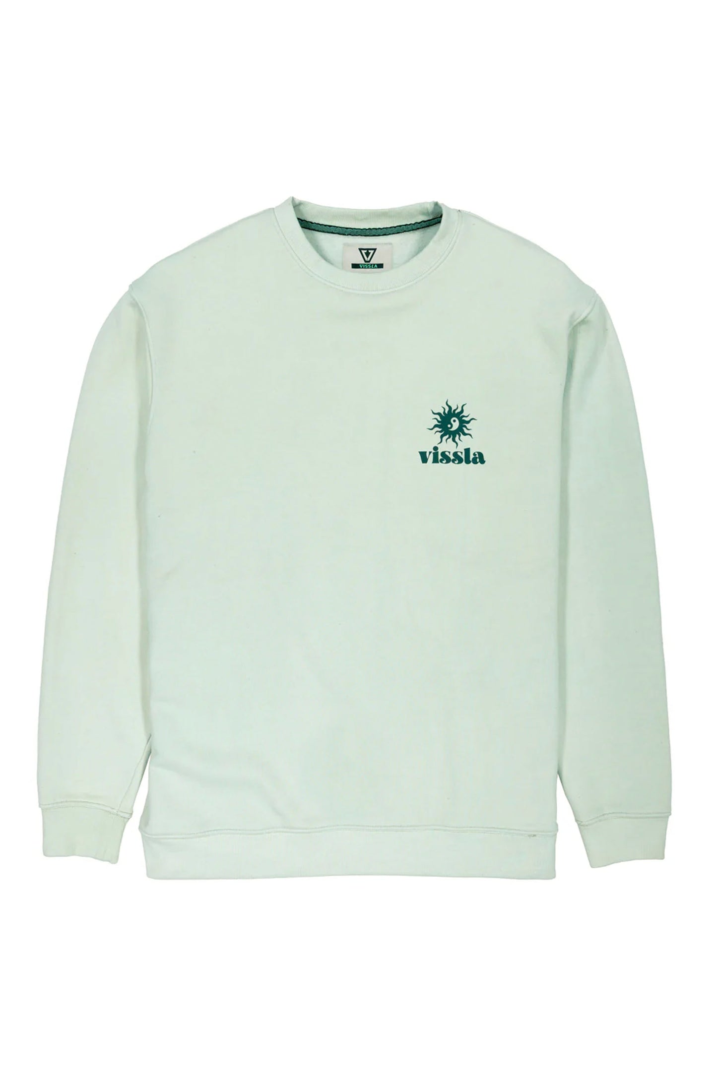 VISSLA Bright Ideas eco fleece crewneck in garment-dyed recycled polyester and cotton